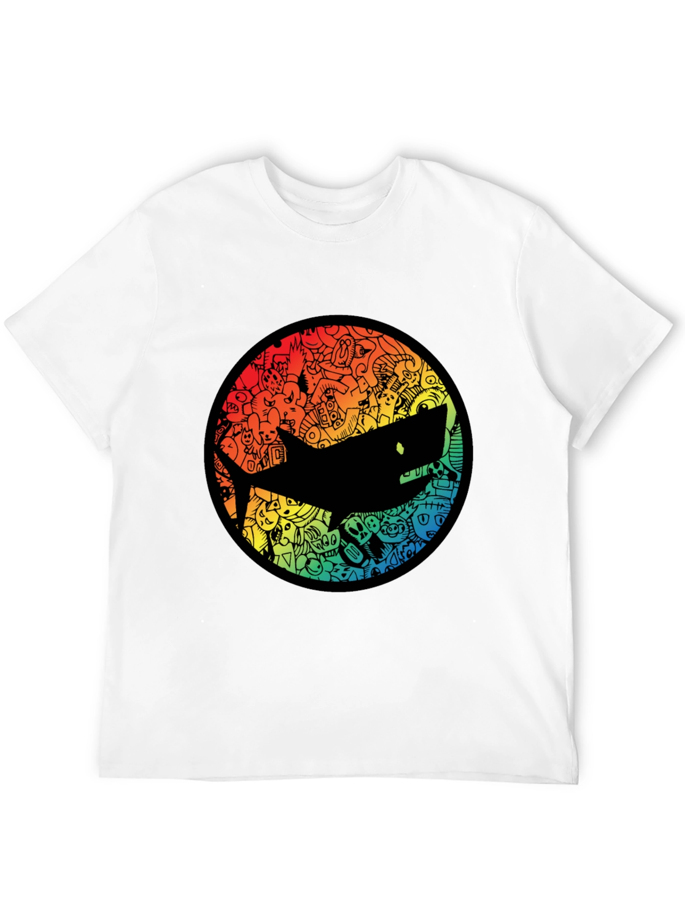 Shark Doodle Graphic Black T-Shirt