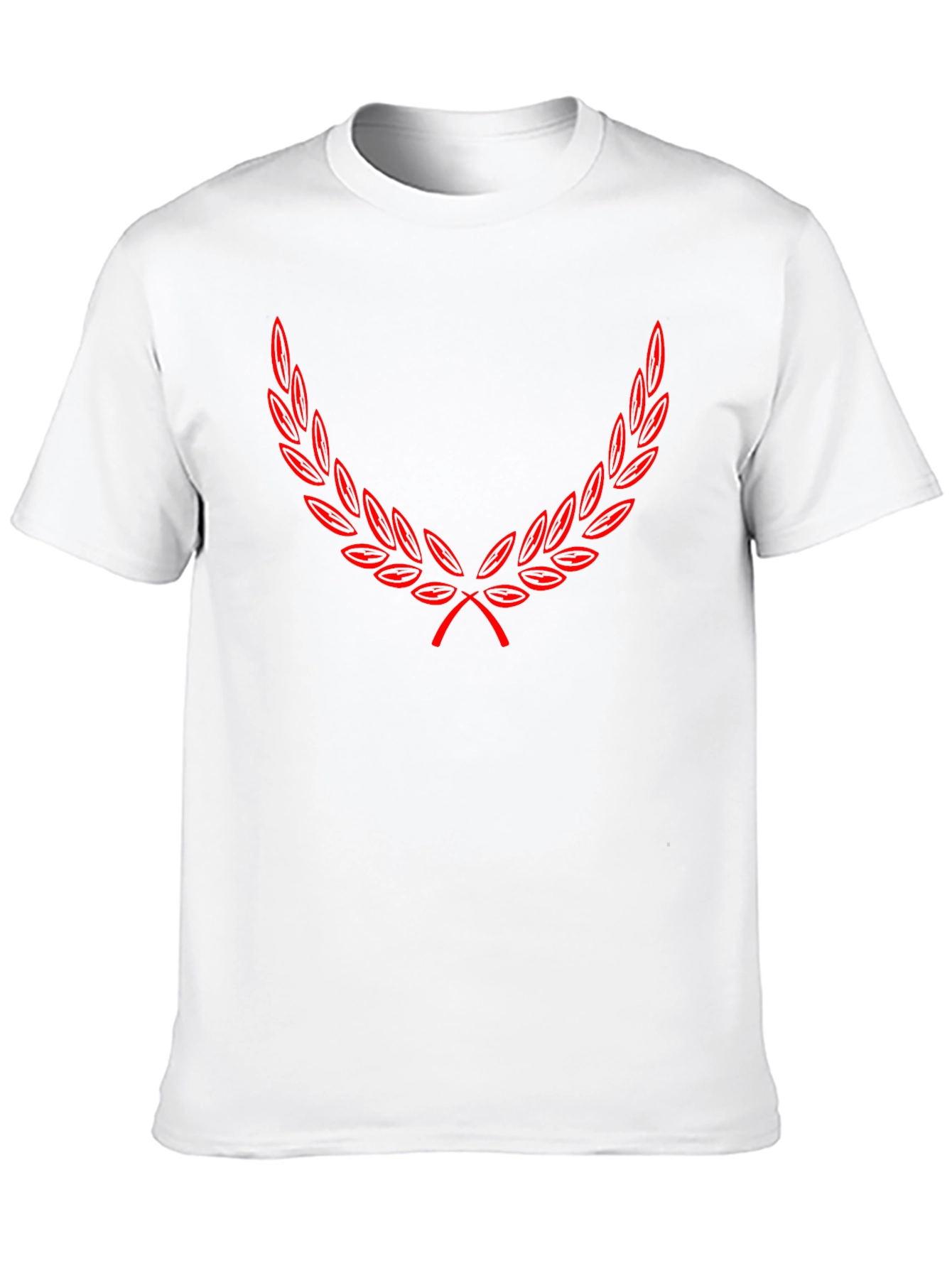 Black T-Shirt with Red Laurel Wreath Design