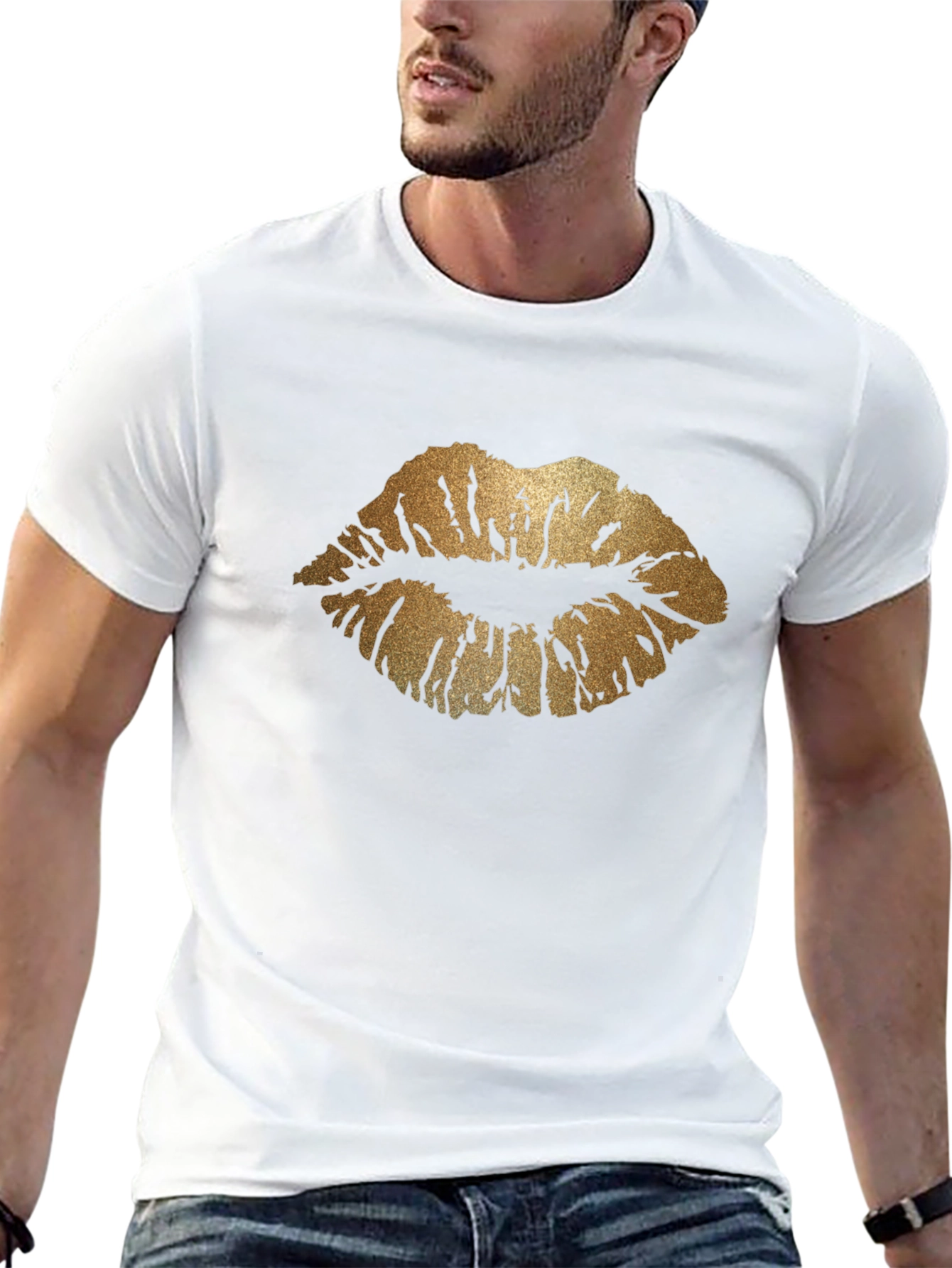 Golden Lips Graphic Tee - Stylish Casual Wear