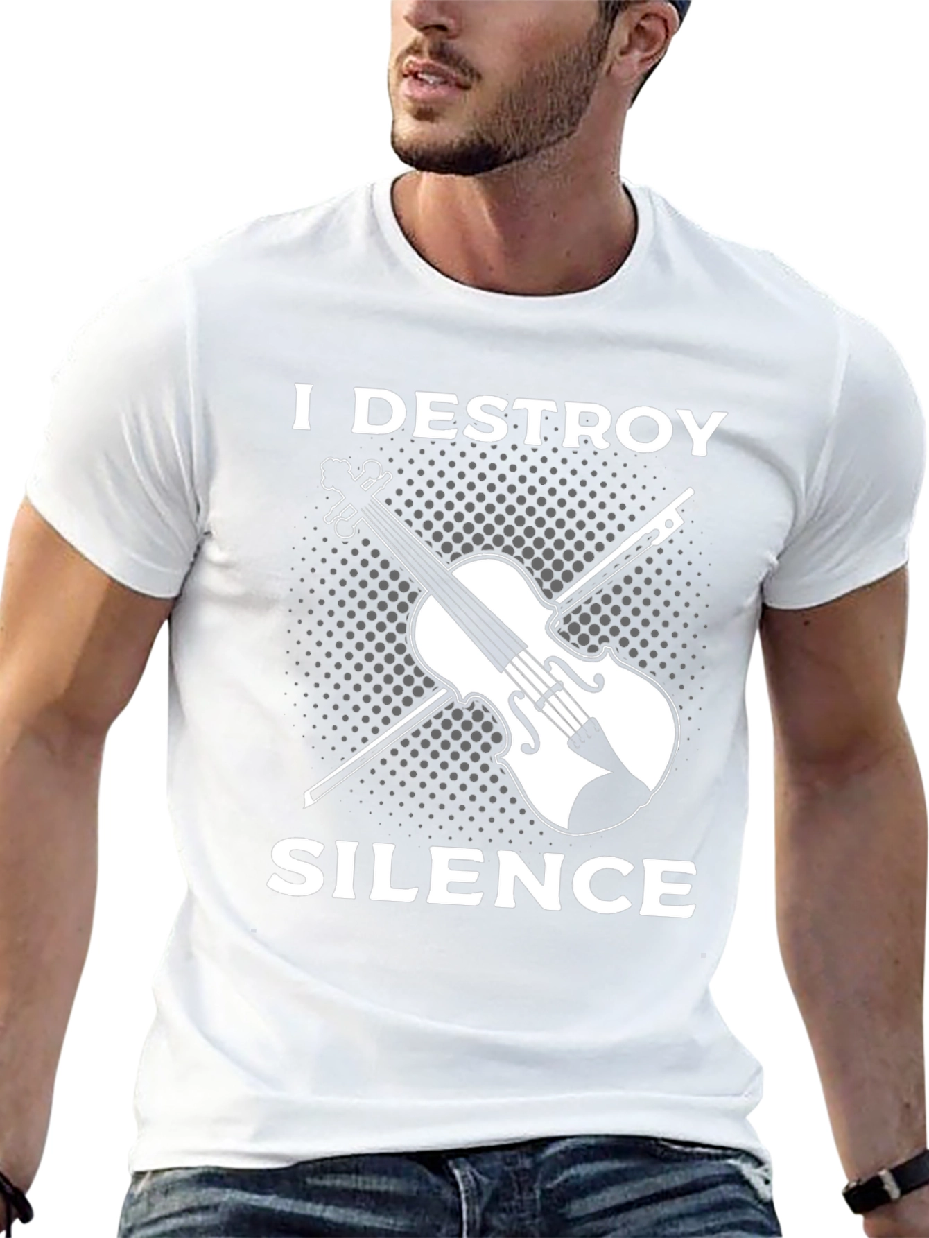 I Destroy Silence Violin Graphic T-Shirt