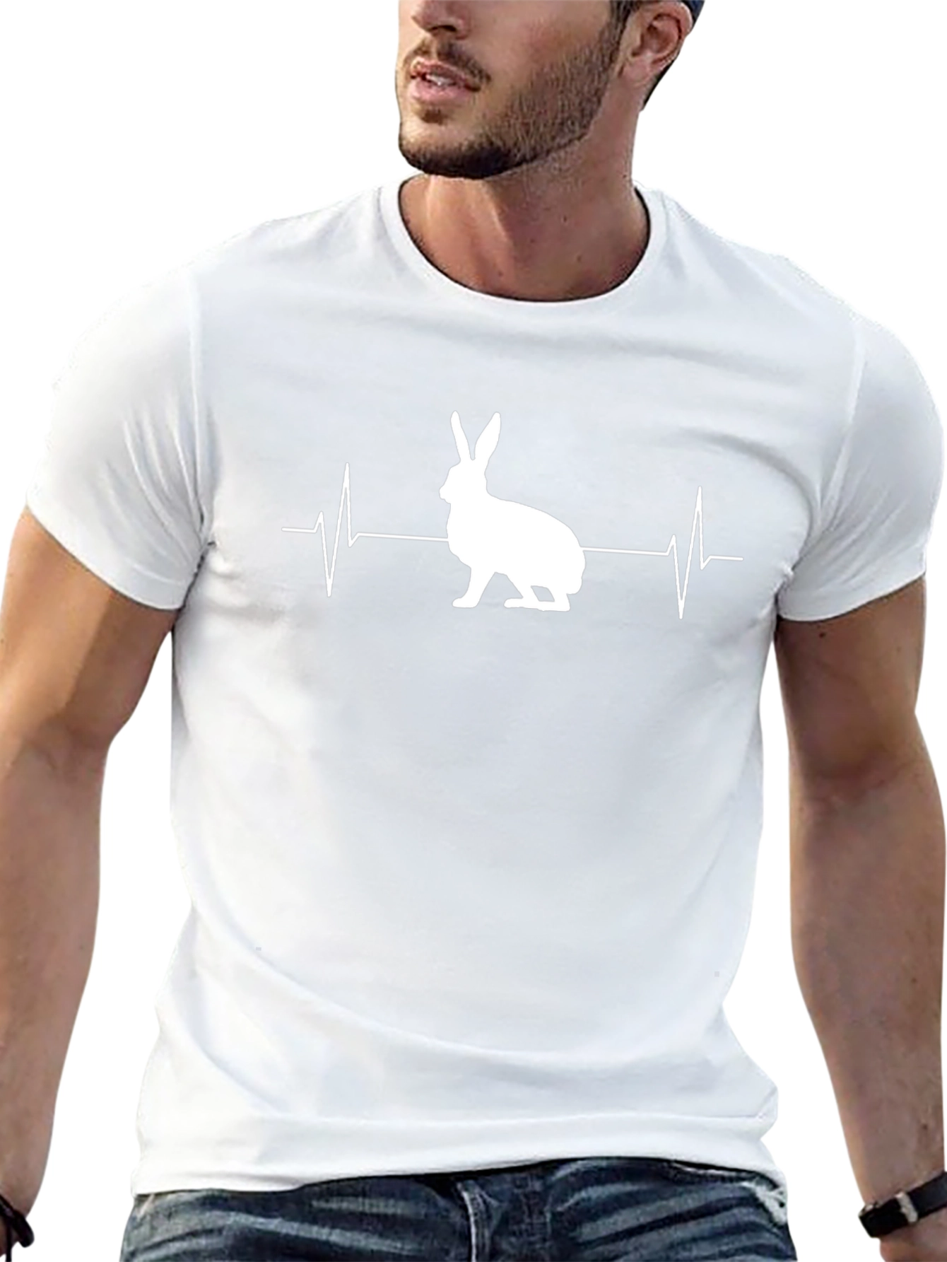 Rabbit Heartbeat Graphic Tee - Mens Black T-Shirt