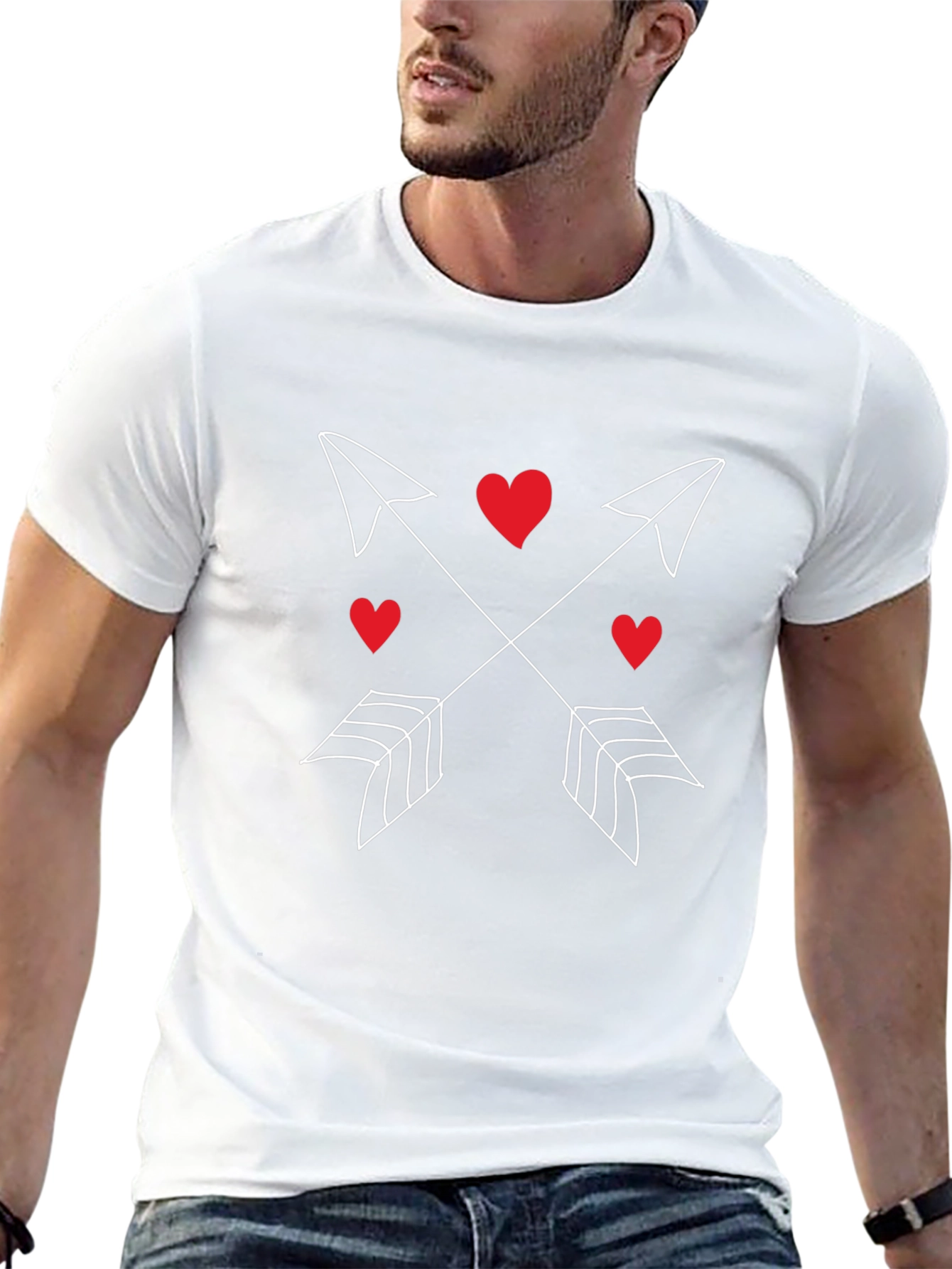Heart Arrow Graphic Tee - Valentines Day Black T-Shirt
