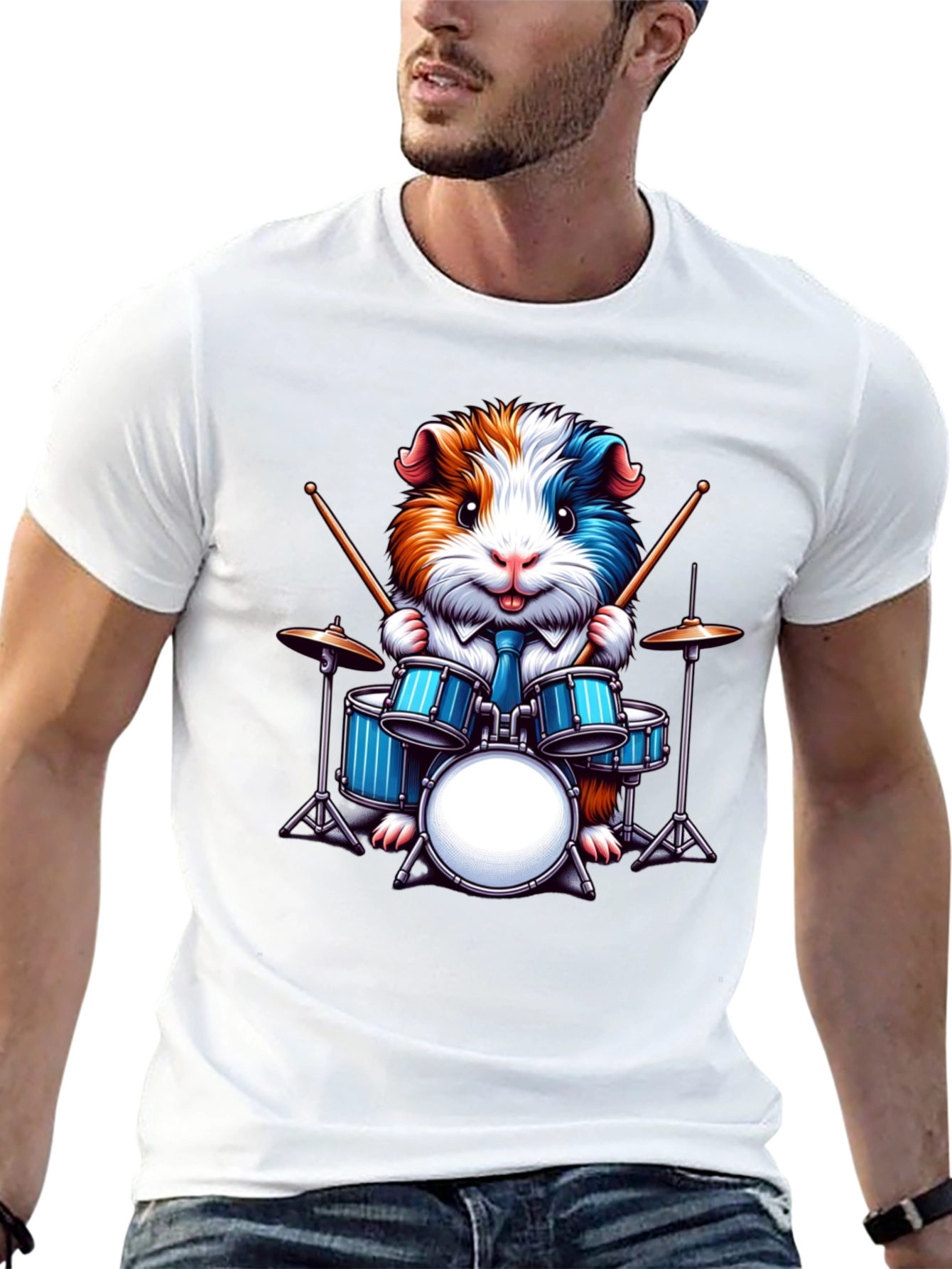 Drummer Guinea Pig Graphic Tee