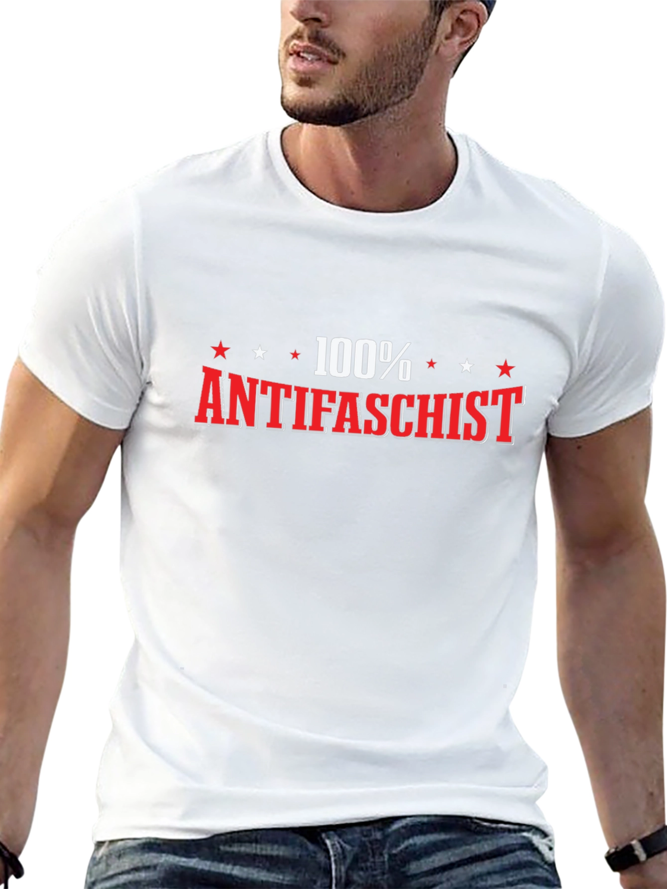100% Antifascist Black T-Shirt - Bold Statement Tee