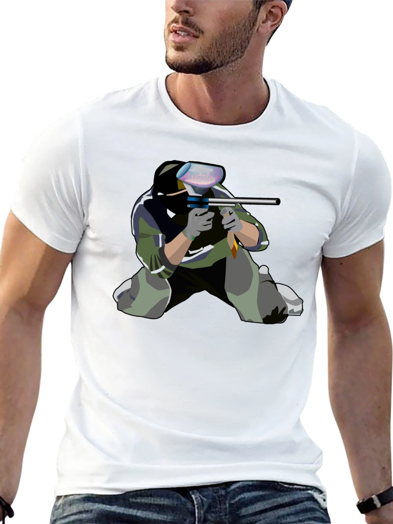 Paintball Player Graphic T-Shirt