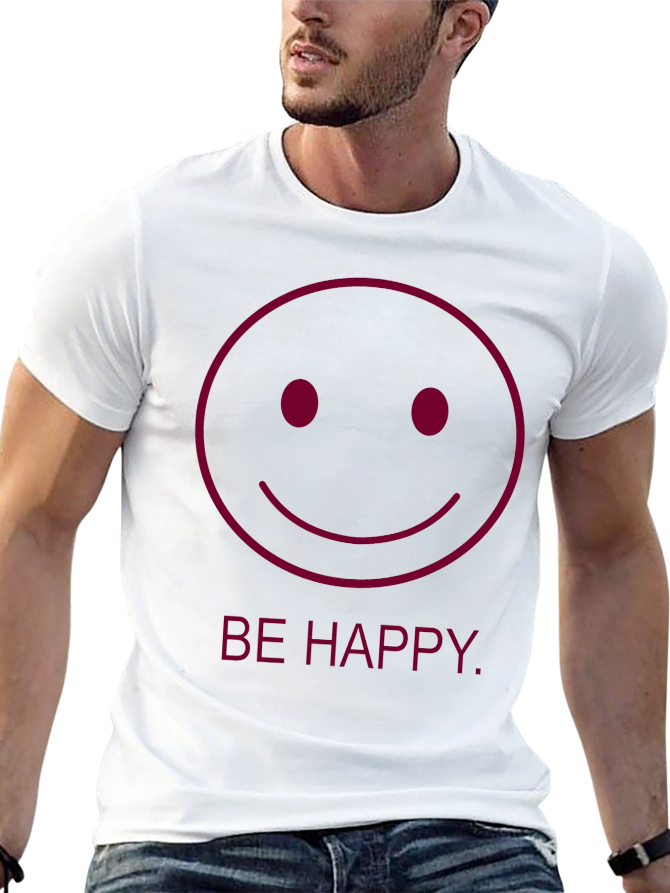 Be Happy Graphic Tee - Smiley Face Black T-Shirt