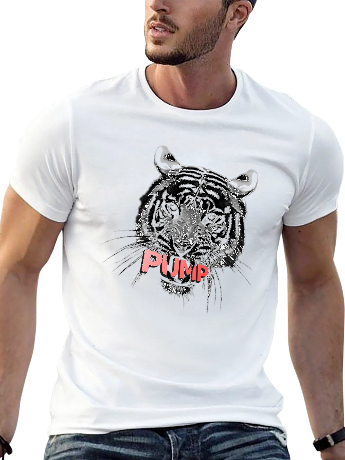 Tiger PUMP Graphic Tee - Black Cotton T-Shirt