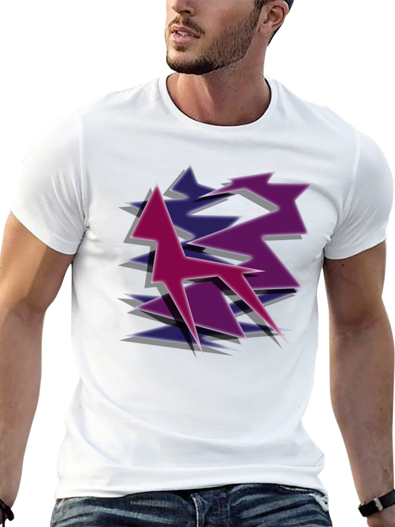 Geometric Style Graphic Tee - Black