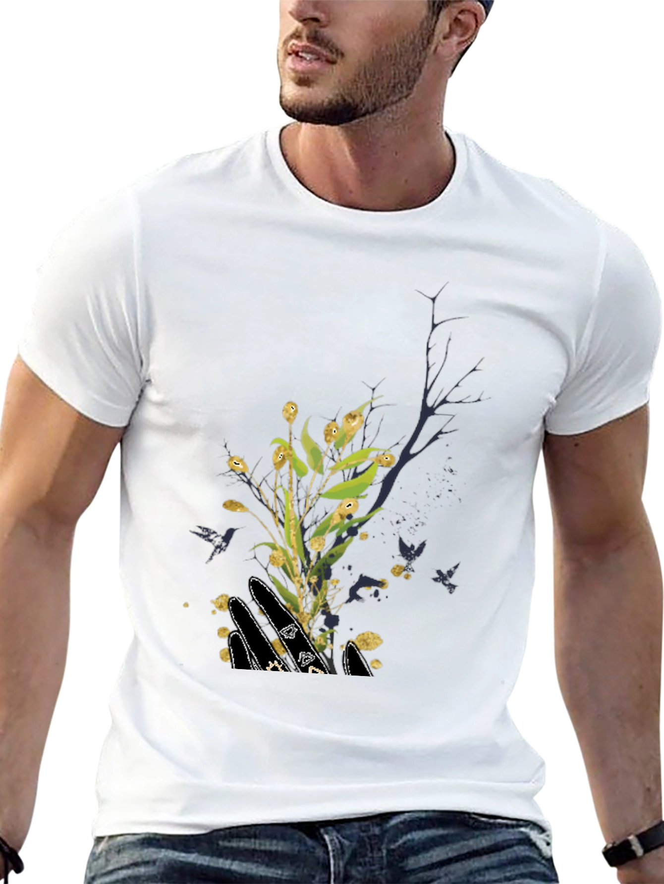 Natures Touch Black Graphic Tee