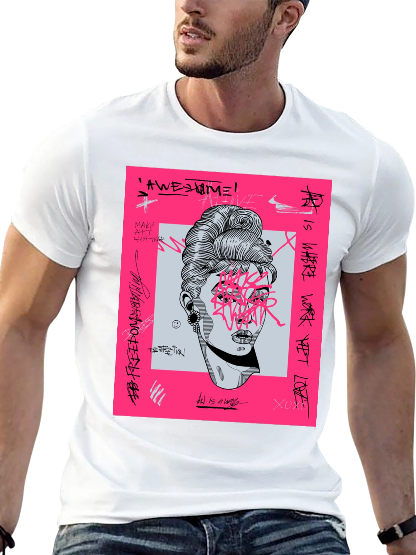 Edgy Graphic Tee - Black T-Shirt with Artistic Print