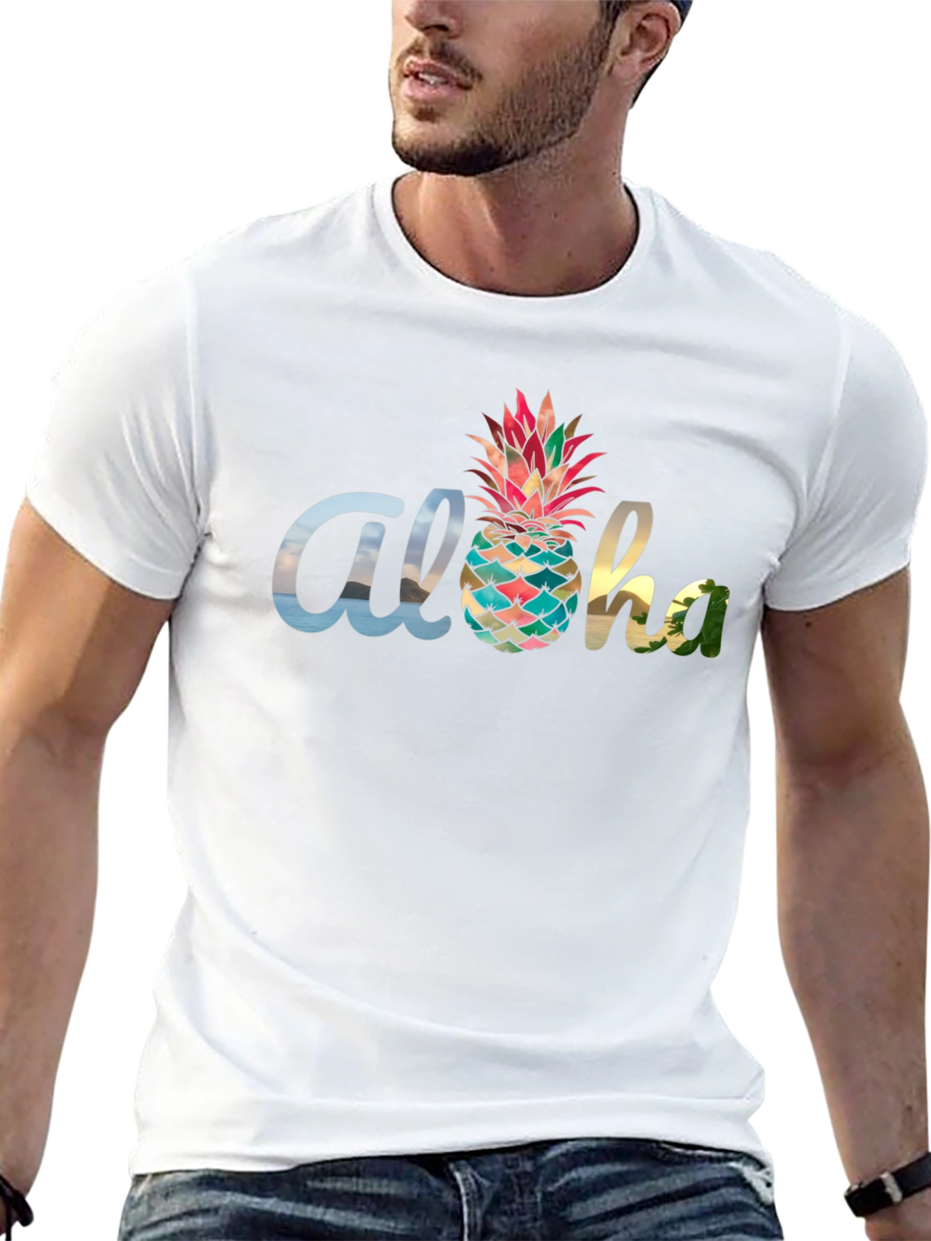 Aloha Pineapple Graphic Black T-Shirt