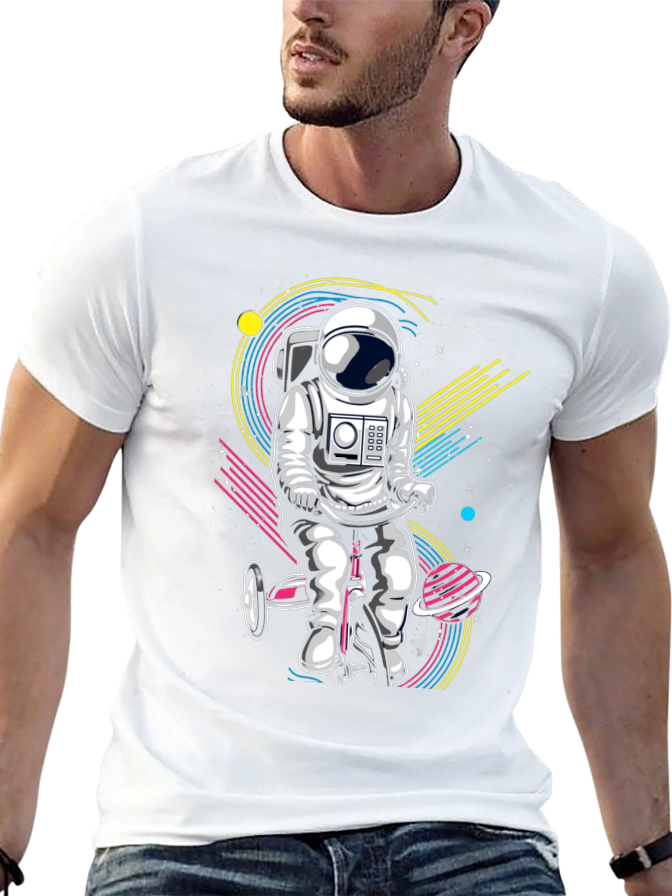 Astronaut on Tricycle Graphic T-Shirt
