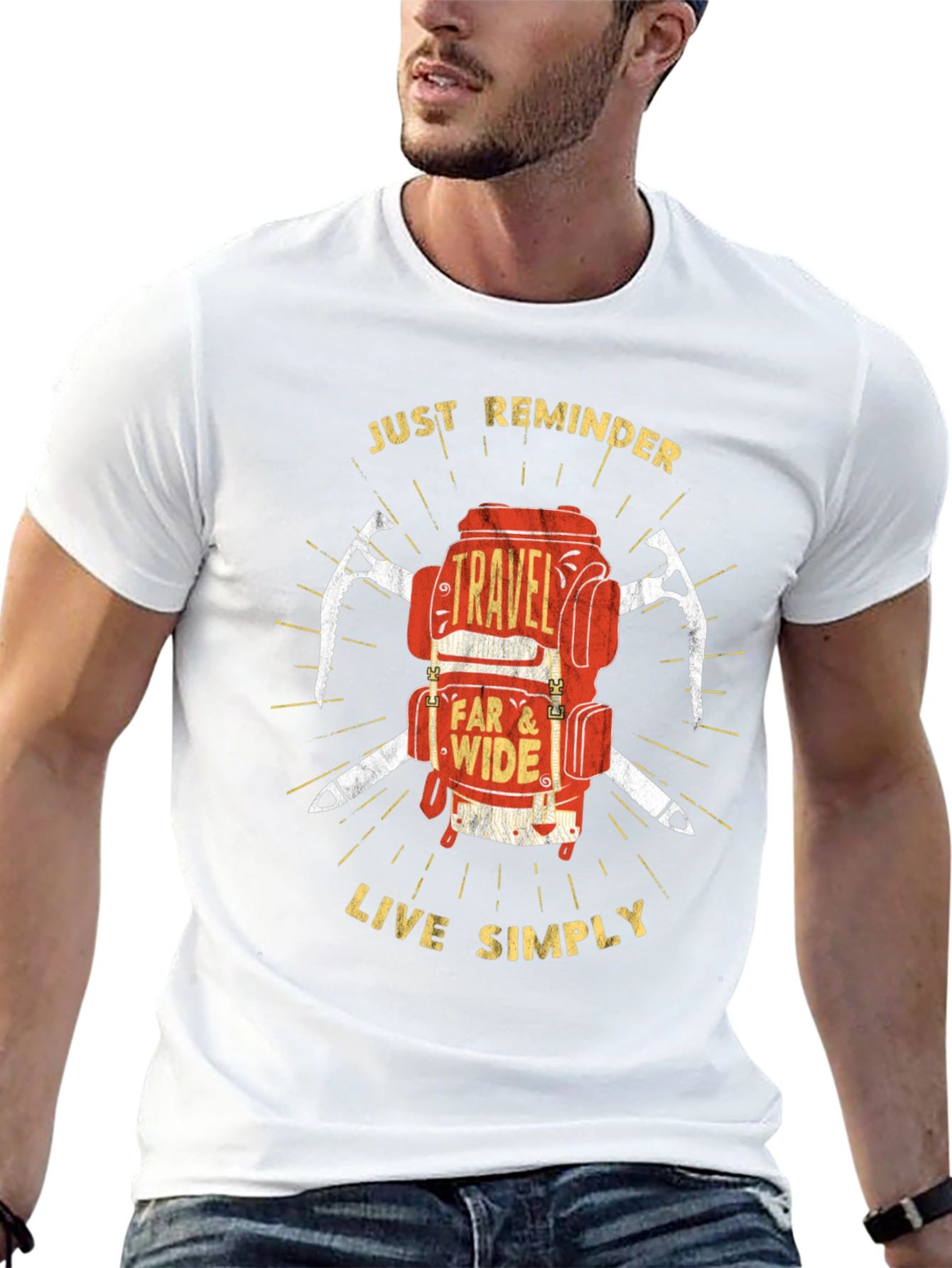 Travel Backpack T-Shirt: Just Reminder - Live Simply