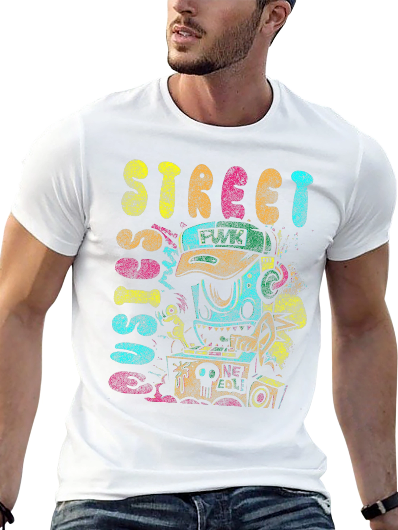 Street Sounds Graphic Tee - Black Cotton T-Shirt