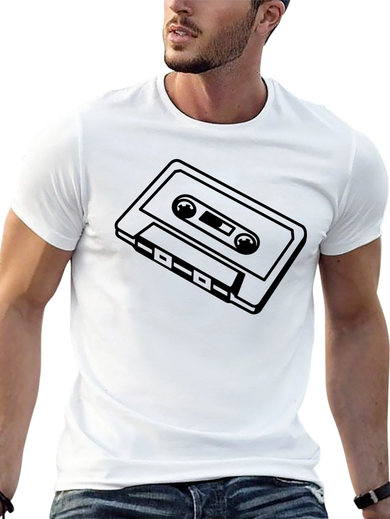 Retro Cassette Tape Graphic Tee - Black