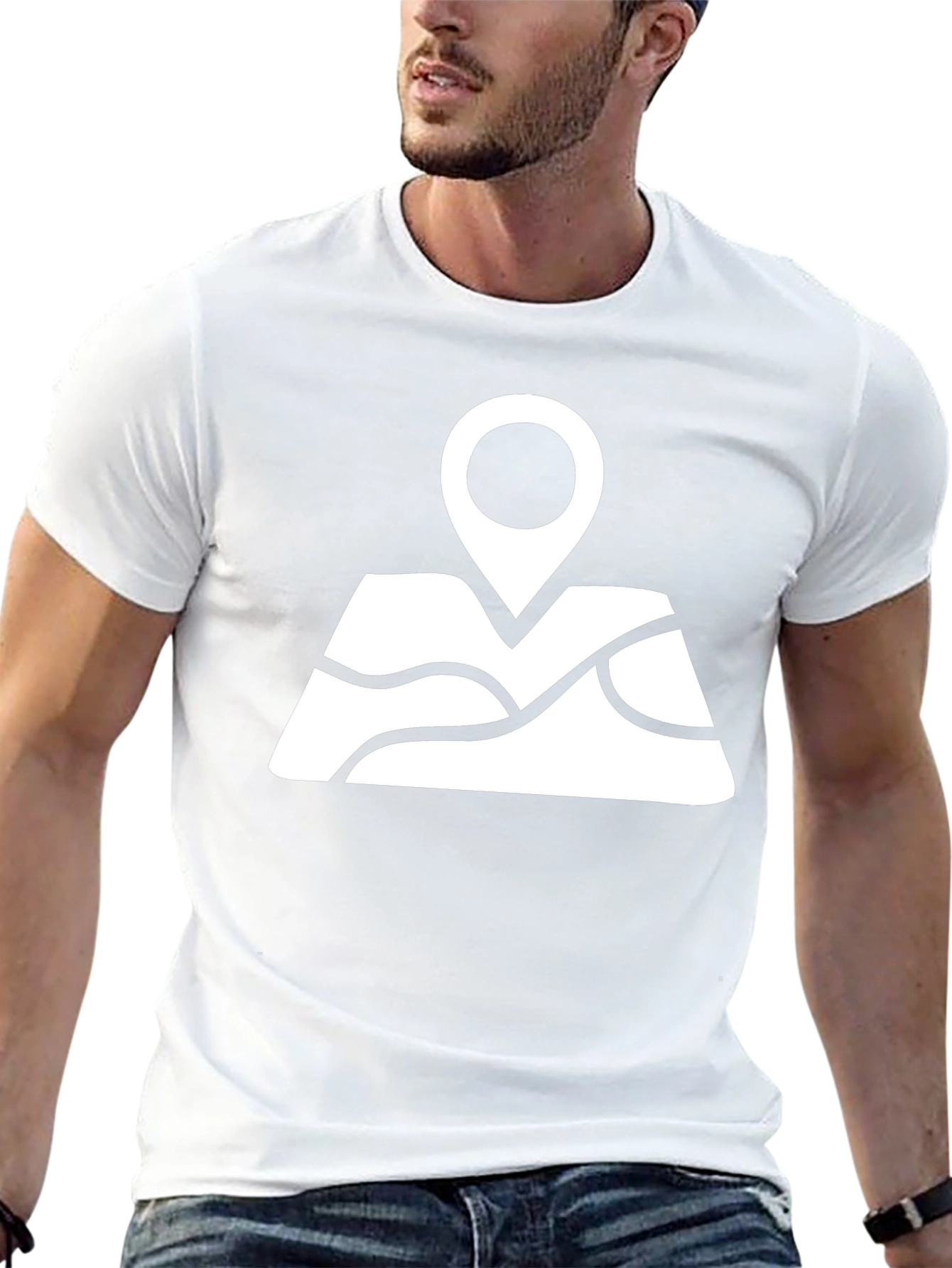 Map Pin Black T-Shirt - Adventure Awaits