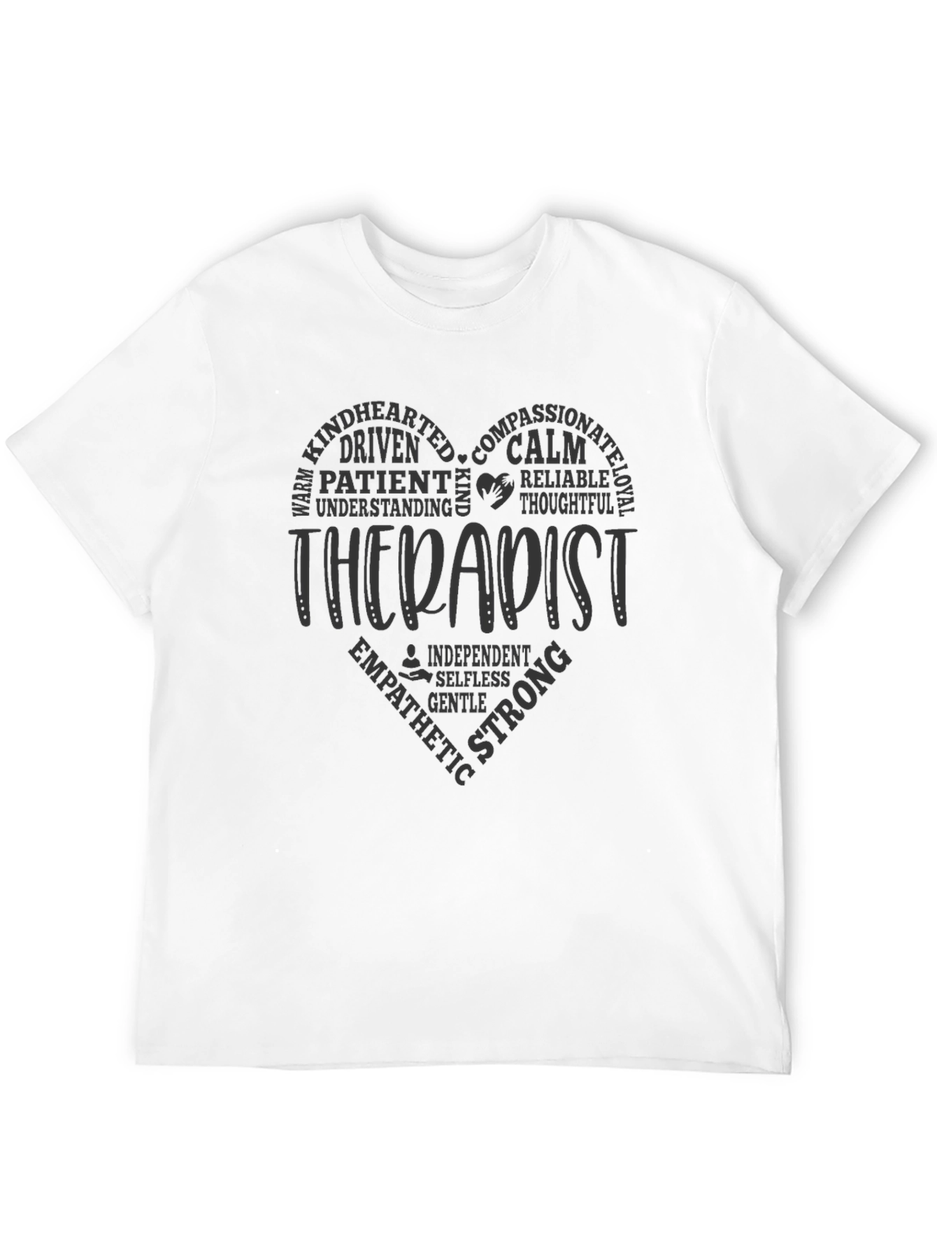 Therapist Heart Word Art T-Shirt Supportive Design