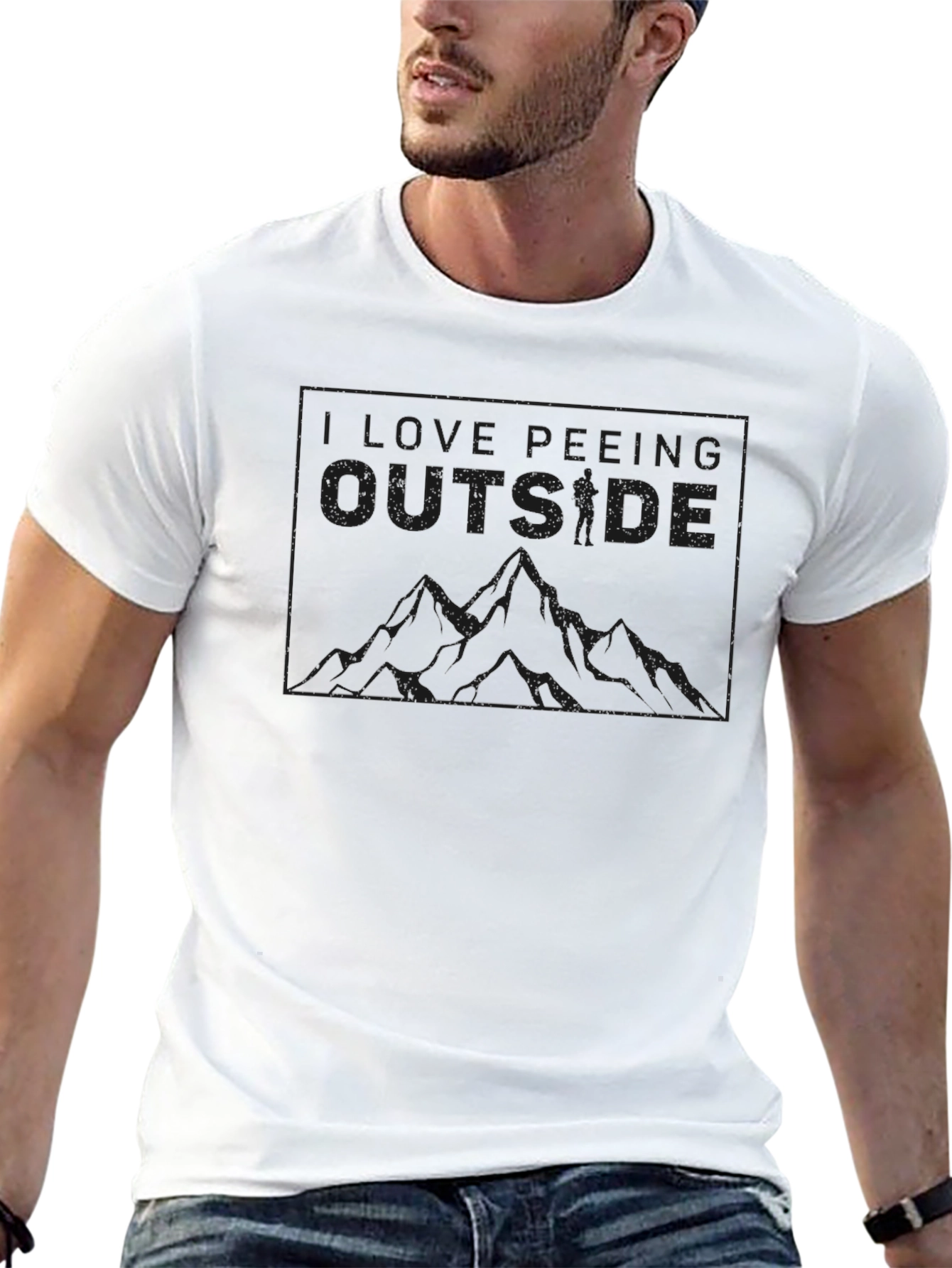 Mens Black T-Shirt - I Love Peeing Outside Graphic