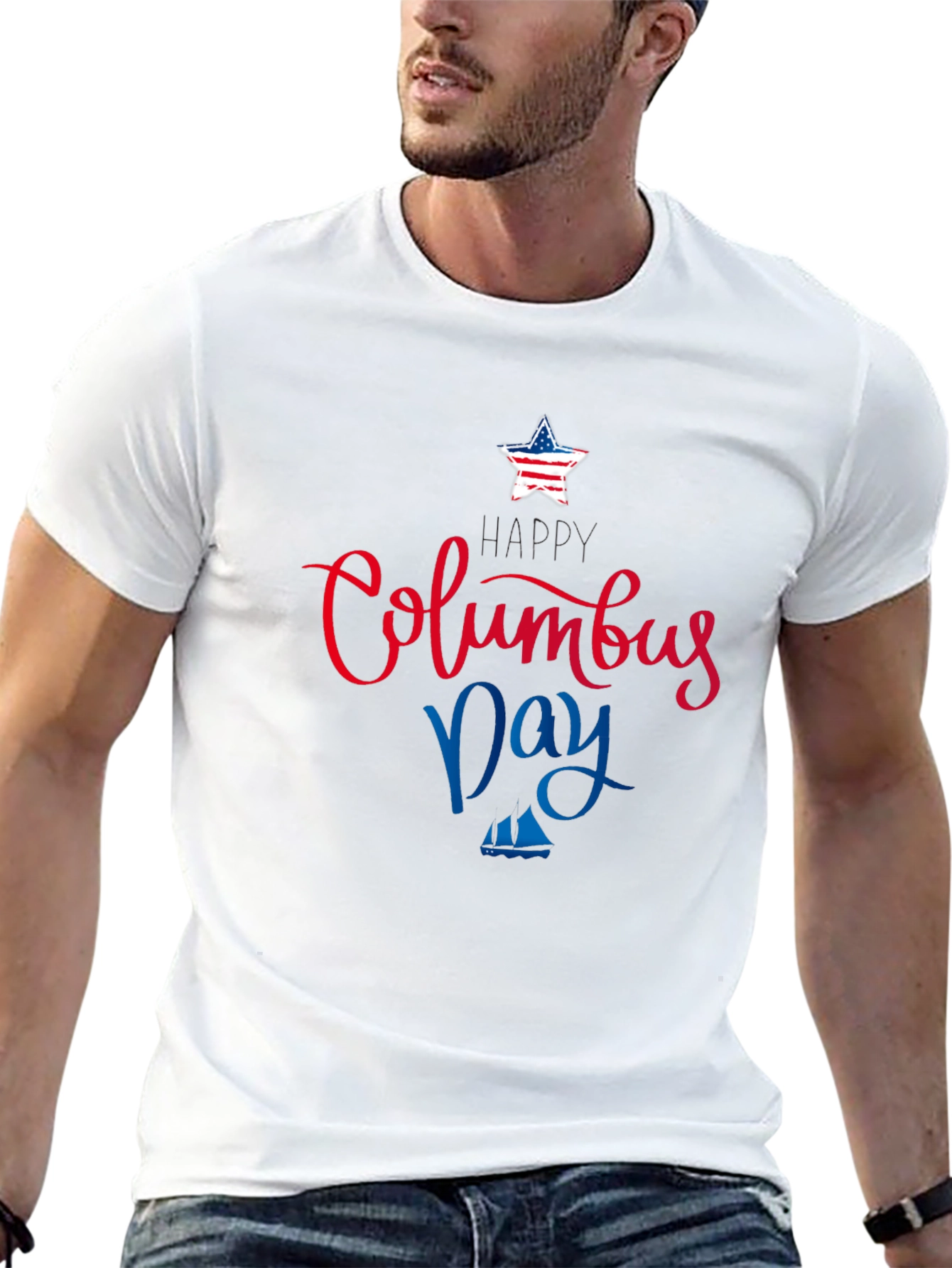 Columbus Day Themed Black T-Shirt