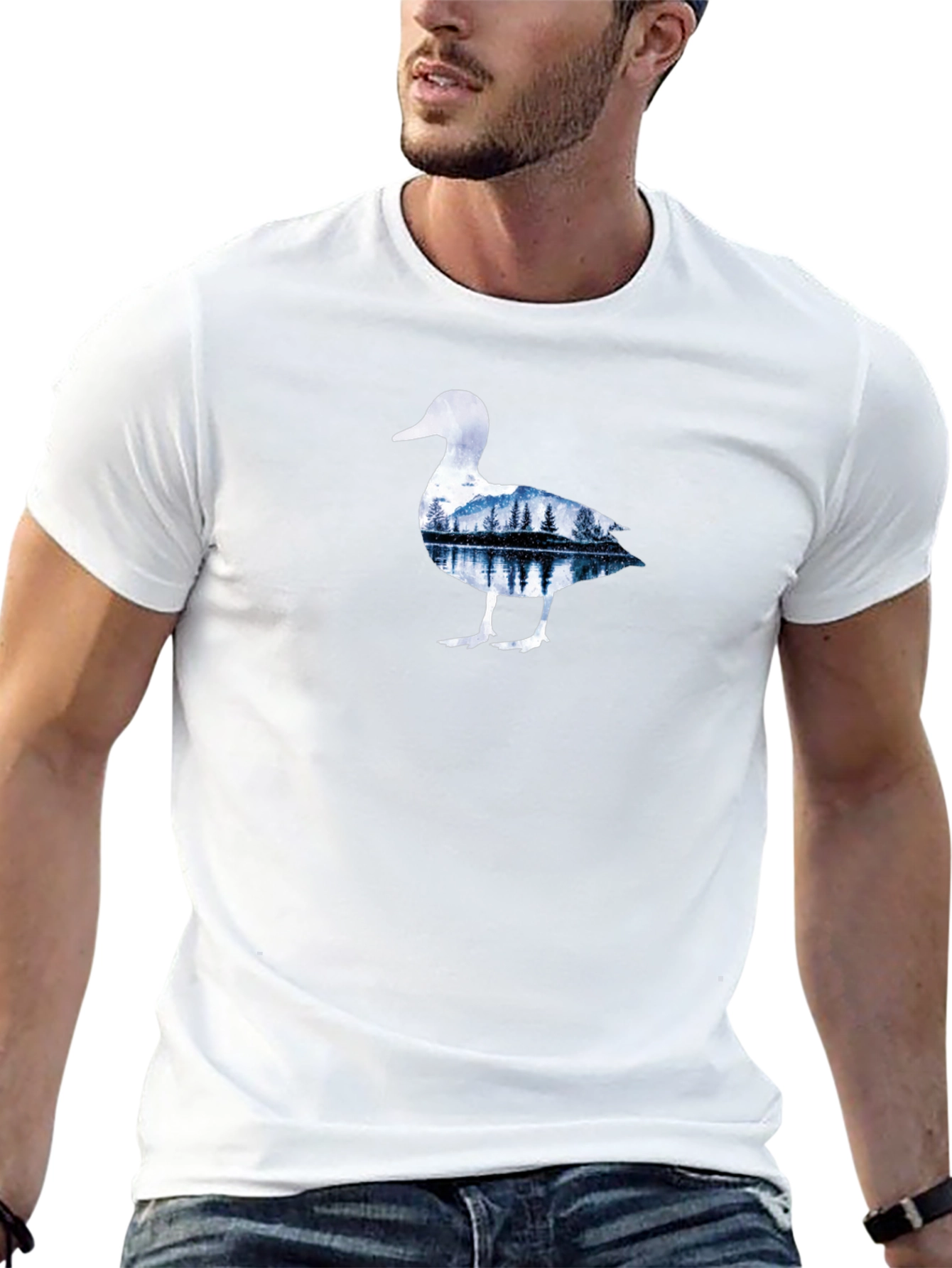 Nature Duck Graphic Tee - Black Cotton T-Shirt
