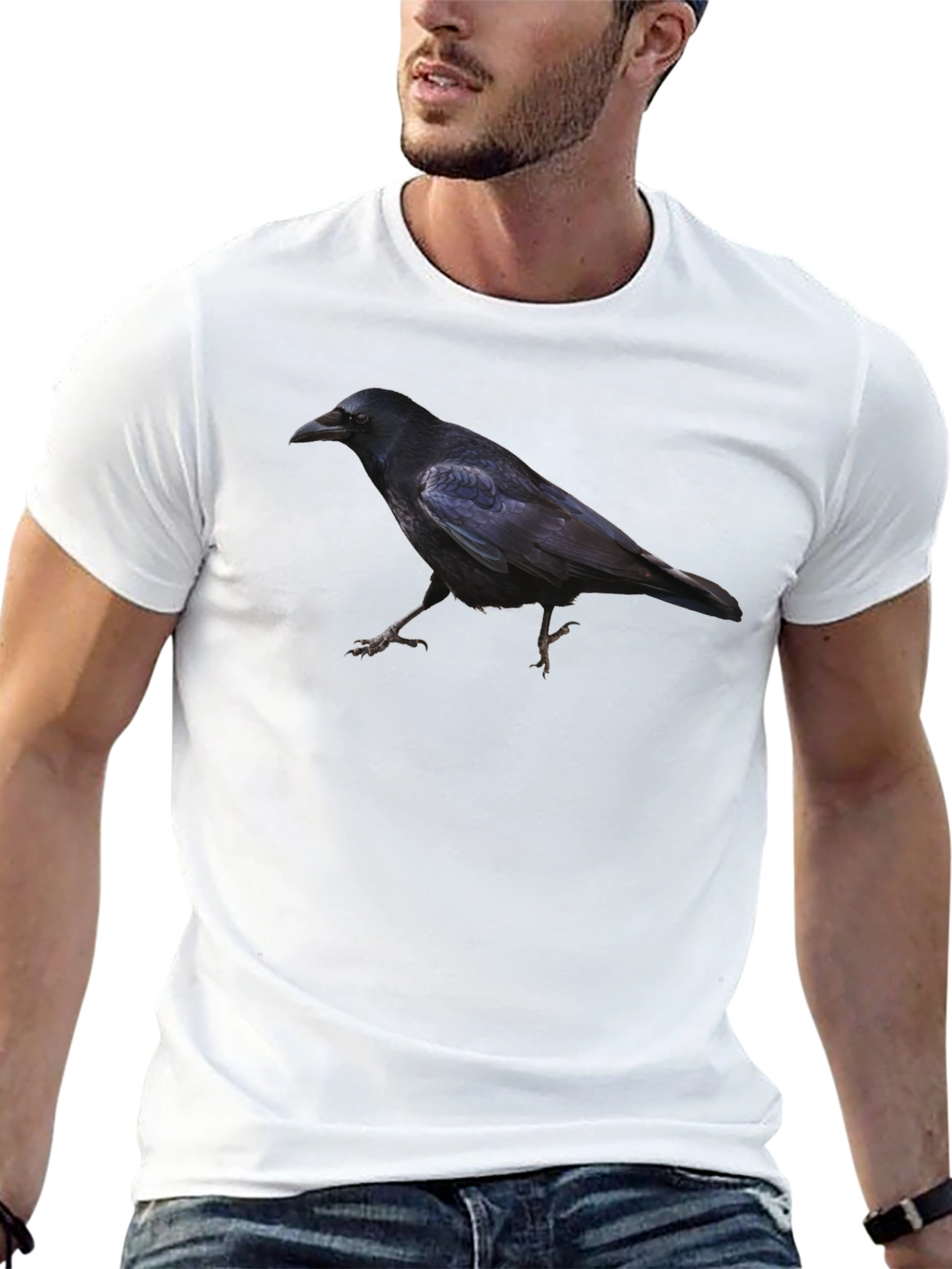 Raven Print Black T-Shirt