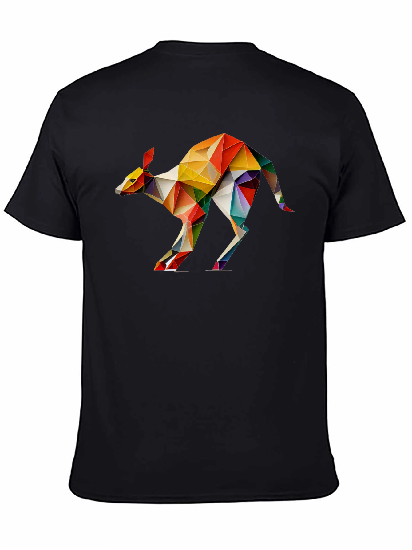Geometric Kangaroo Graphic Tee - Black