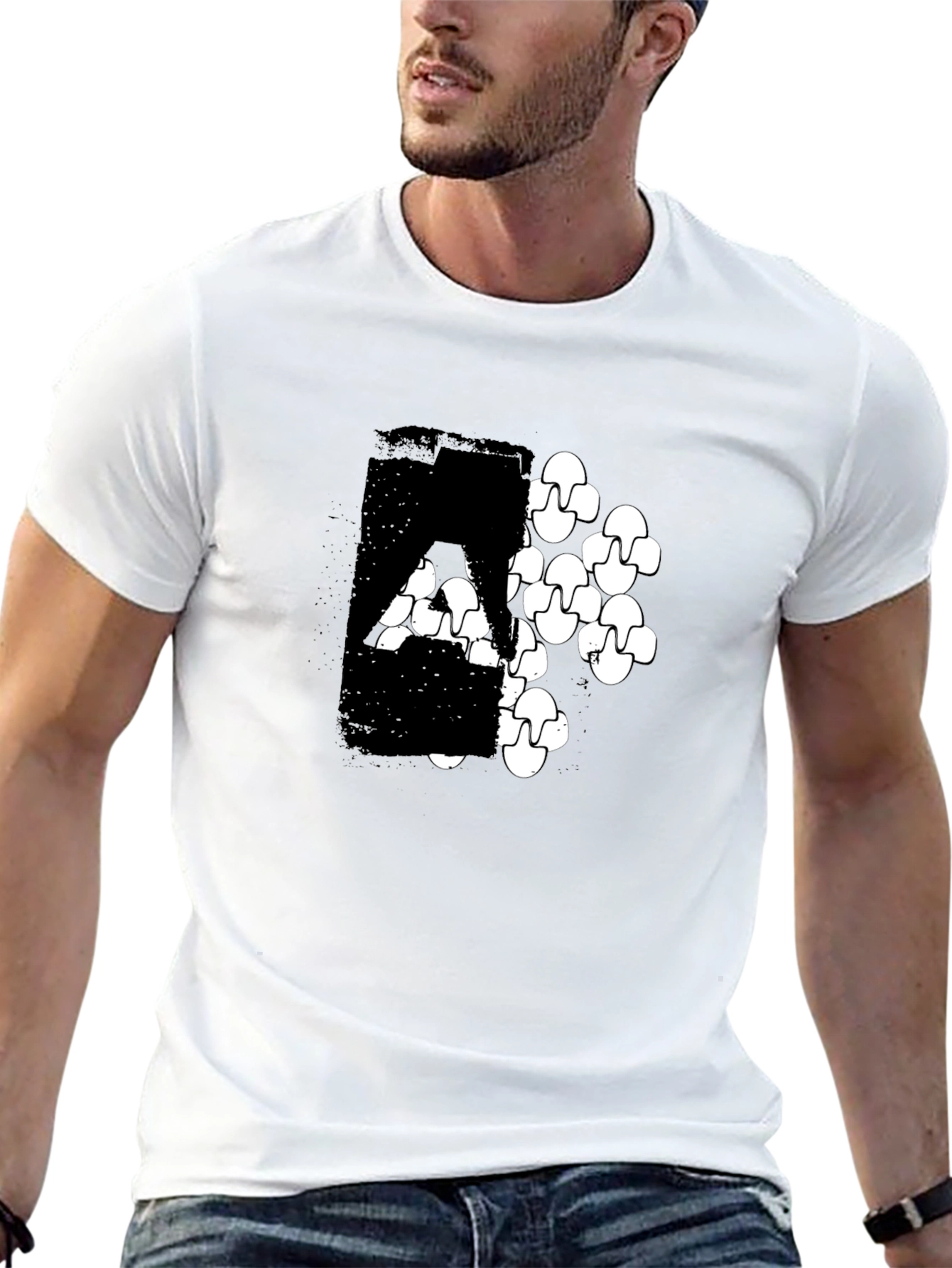 Modern Graphic Print Black T-Shirt