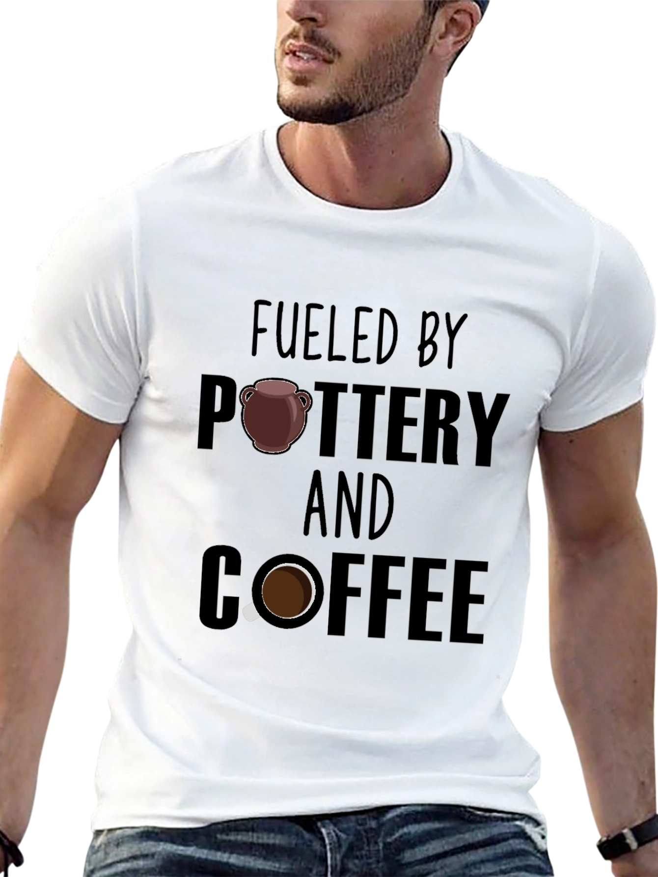 Fueled by Pottery and Coffee Black T-Shirt