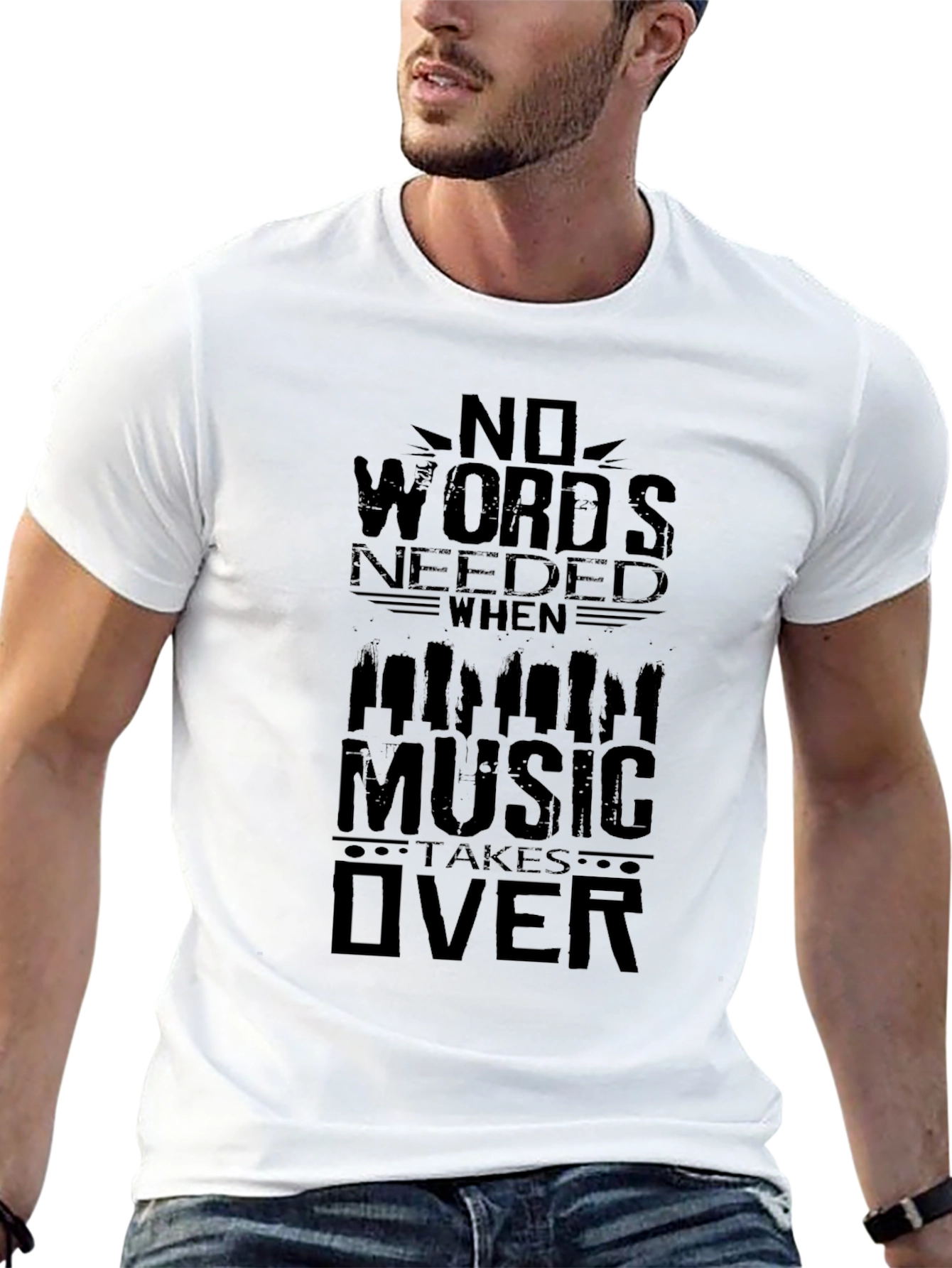 Music Takes Over Graphic Tee - Black