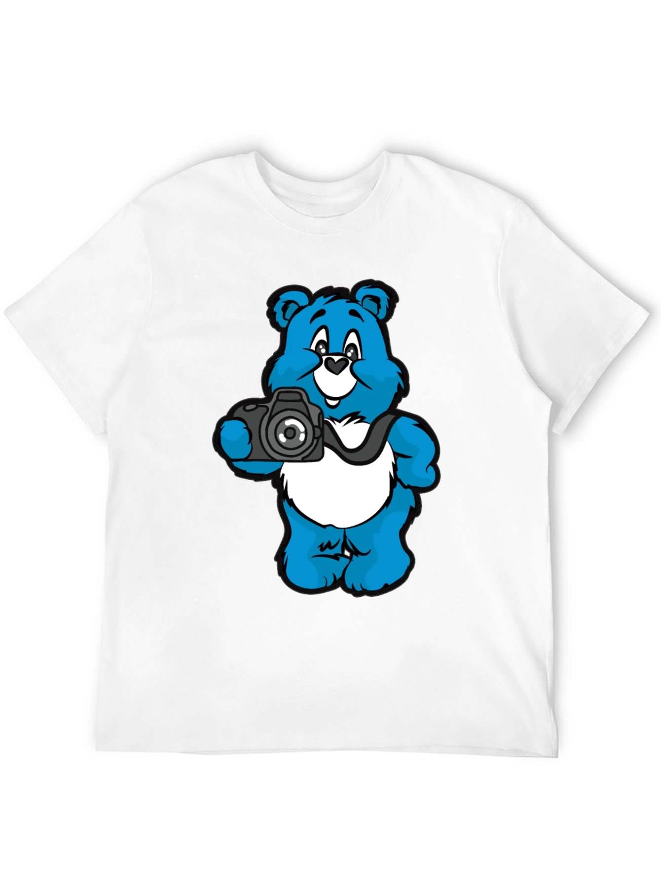 Bear with Camera Graphic Black T-Shirt