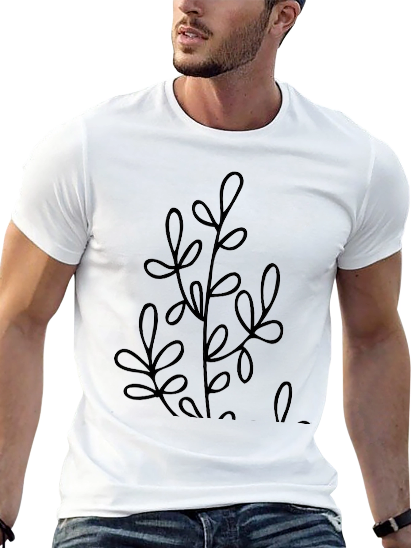 Minimalist Plant Graphic Black Tee