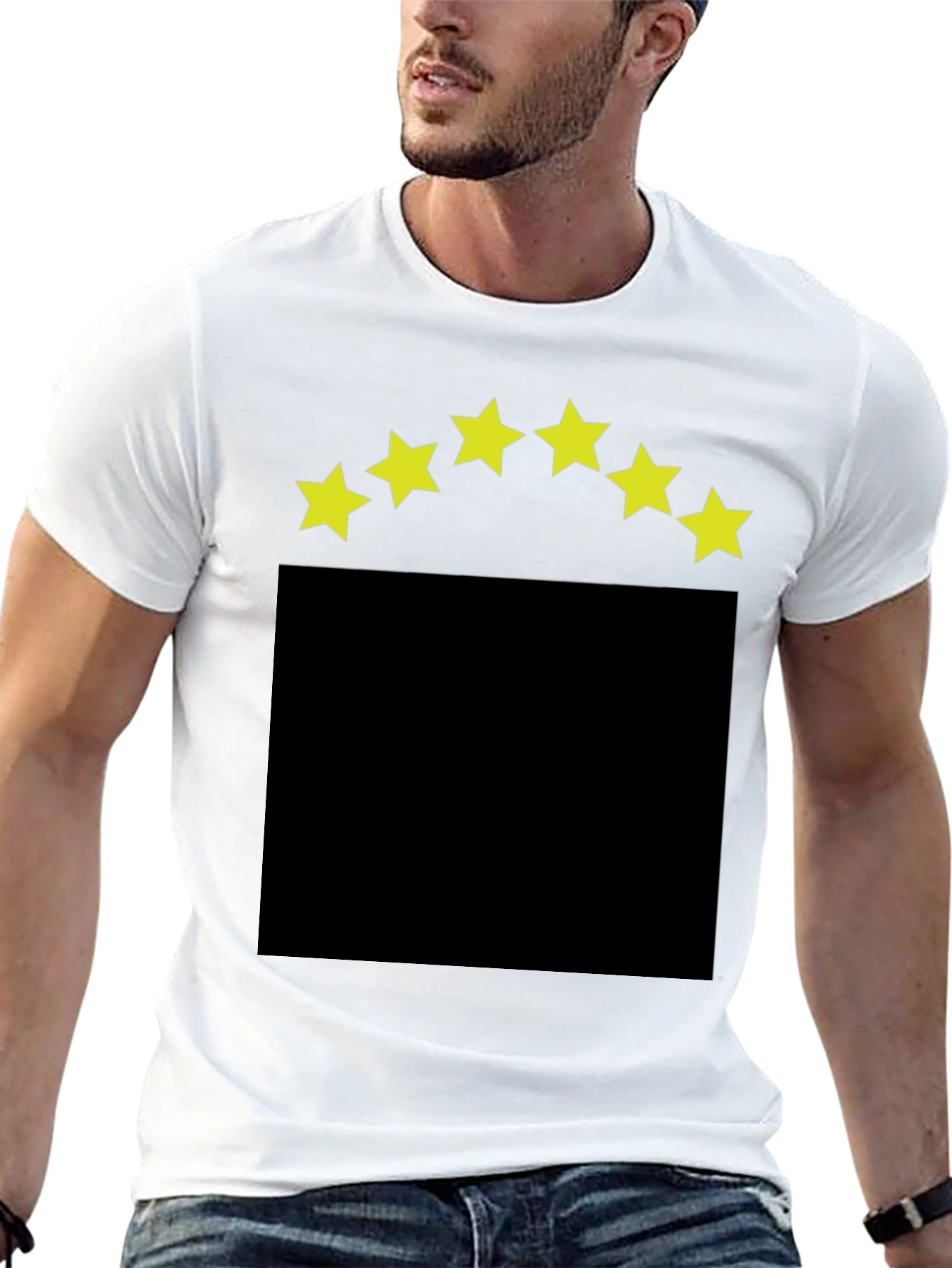 Black T-Shirt with Yellow Star Design