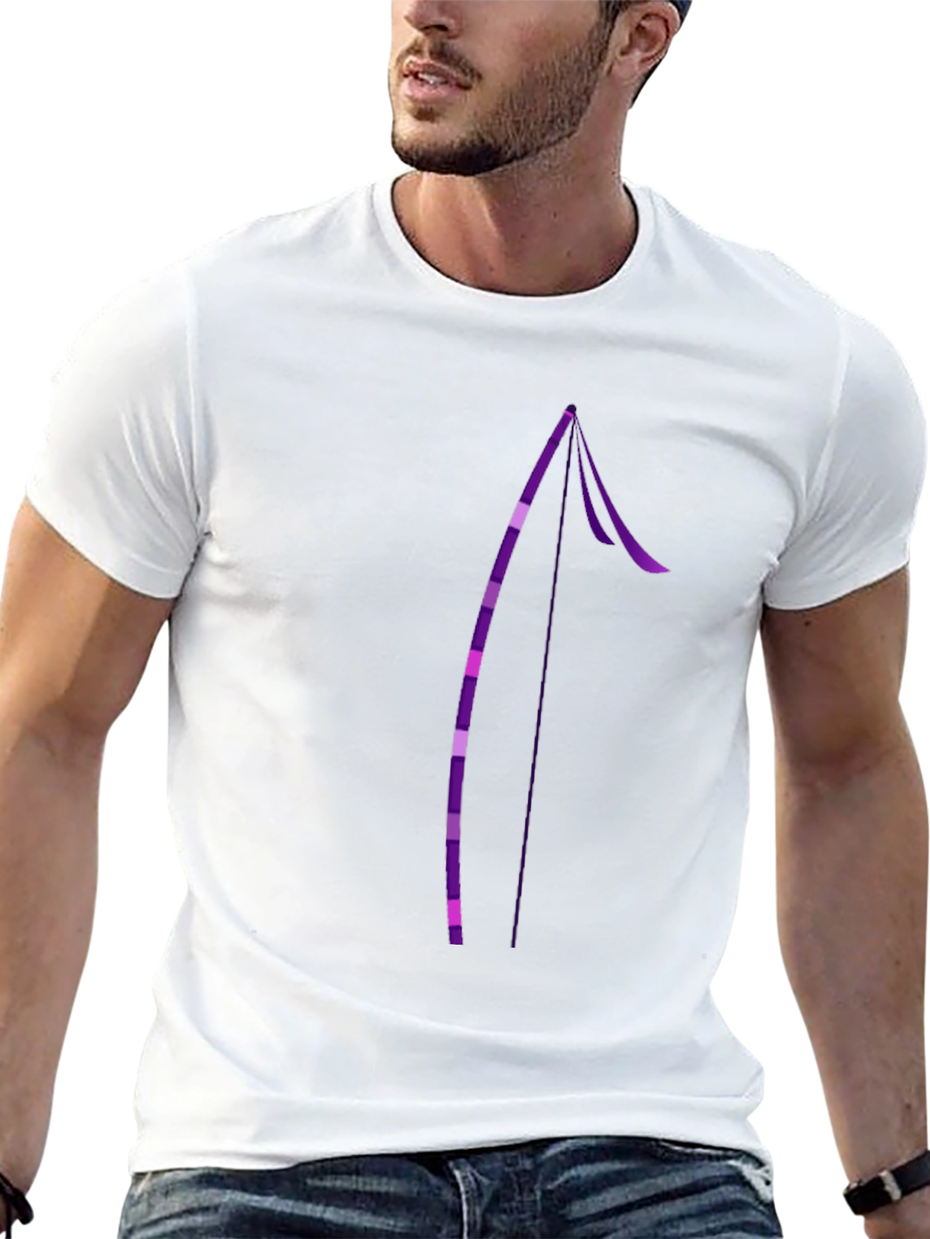 Stylish Black Tee with Purple Arrow Design