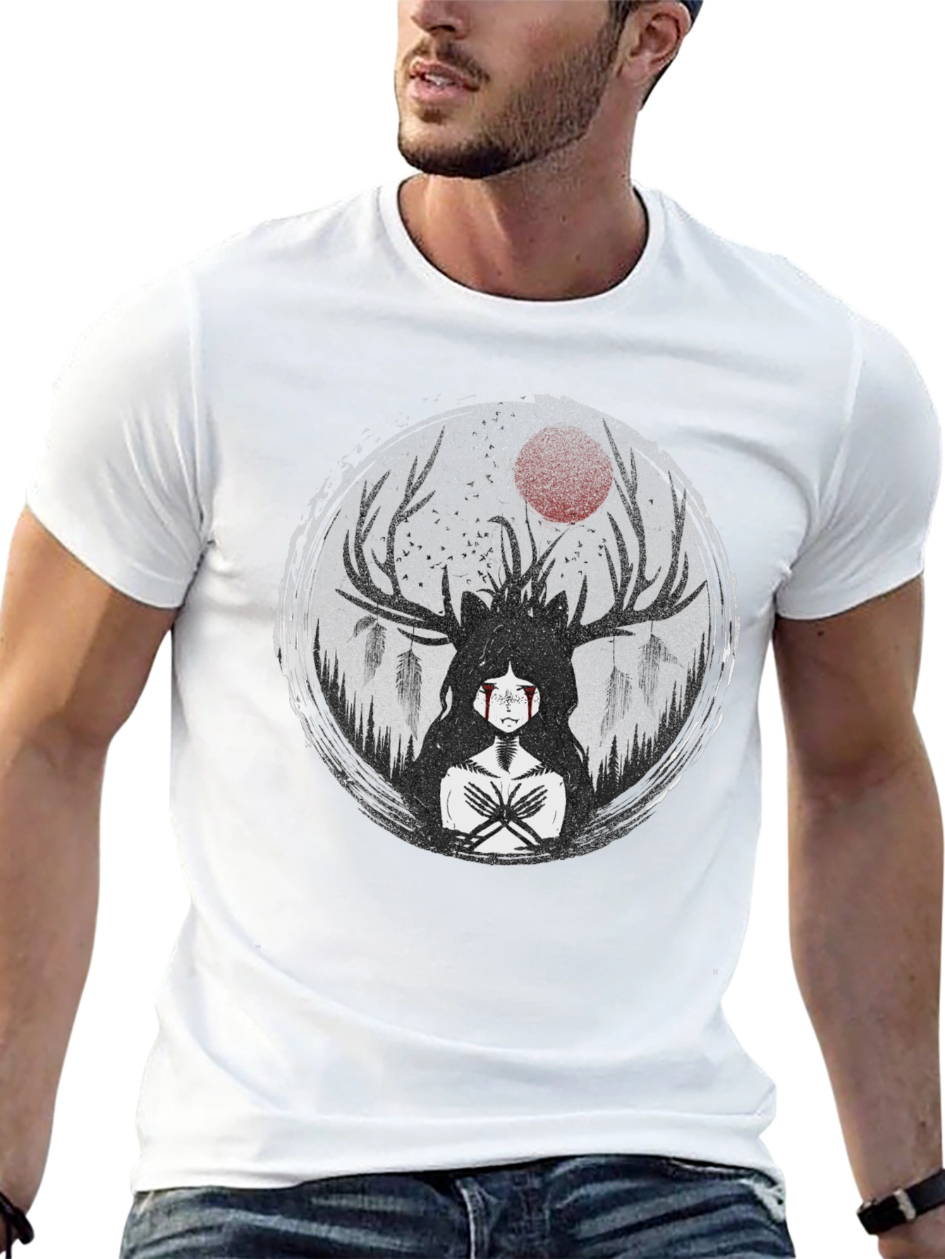 Mystic Antler T-Shirt - Dark Forest Design