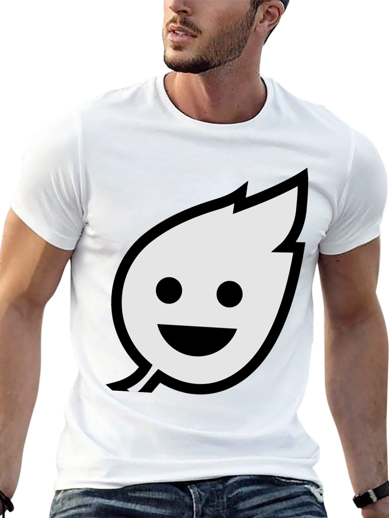 Smiley Leaf Graphic T-Shirt - Black