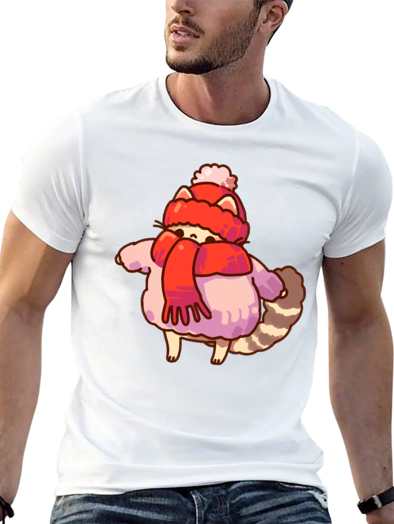 Winter Raccoon Graphic T-Shirt