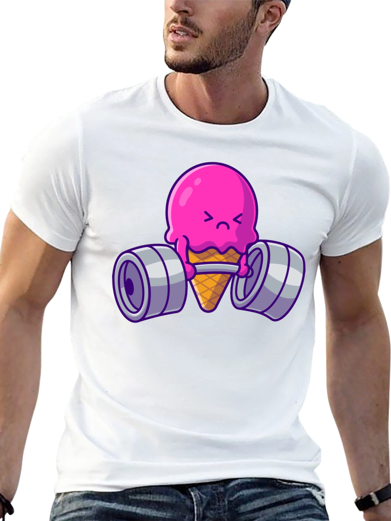 Funny Ice Cream Lifting Weights T-Shirt