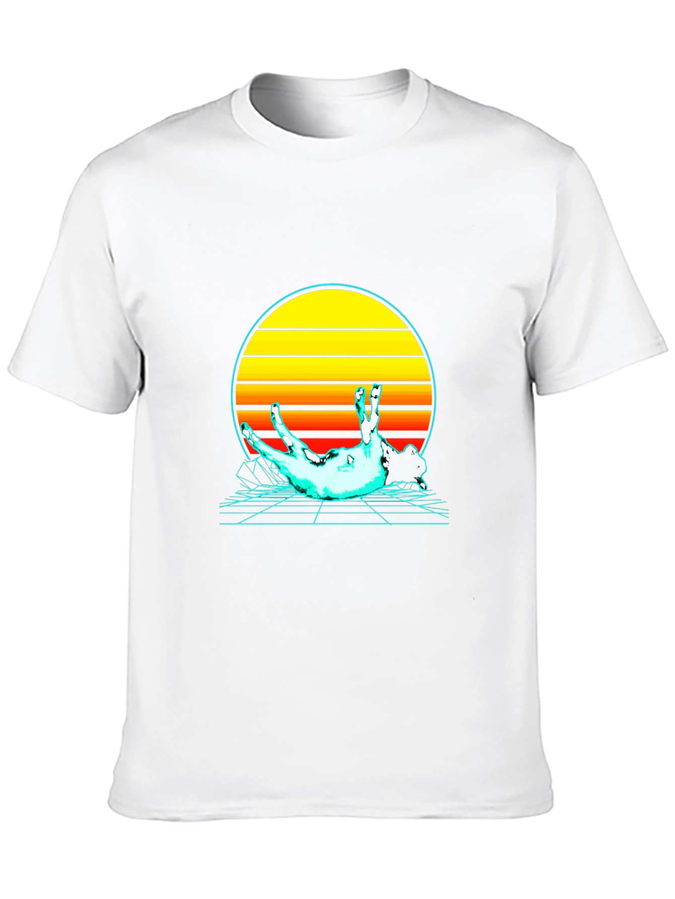 Retro Sunset Dog T-Shirt - 80s Style Graphic Tee