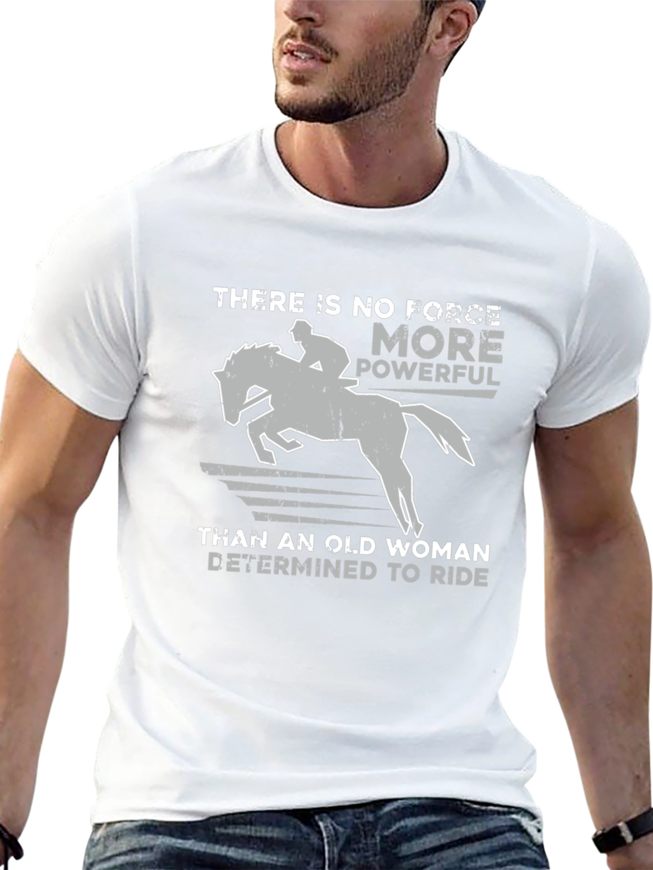 Old Woman Determined To Ride Horse Graphic T-Shirt