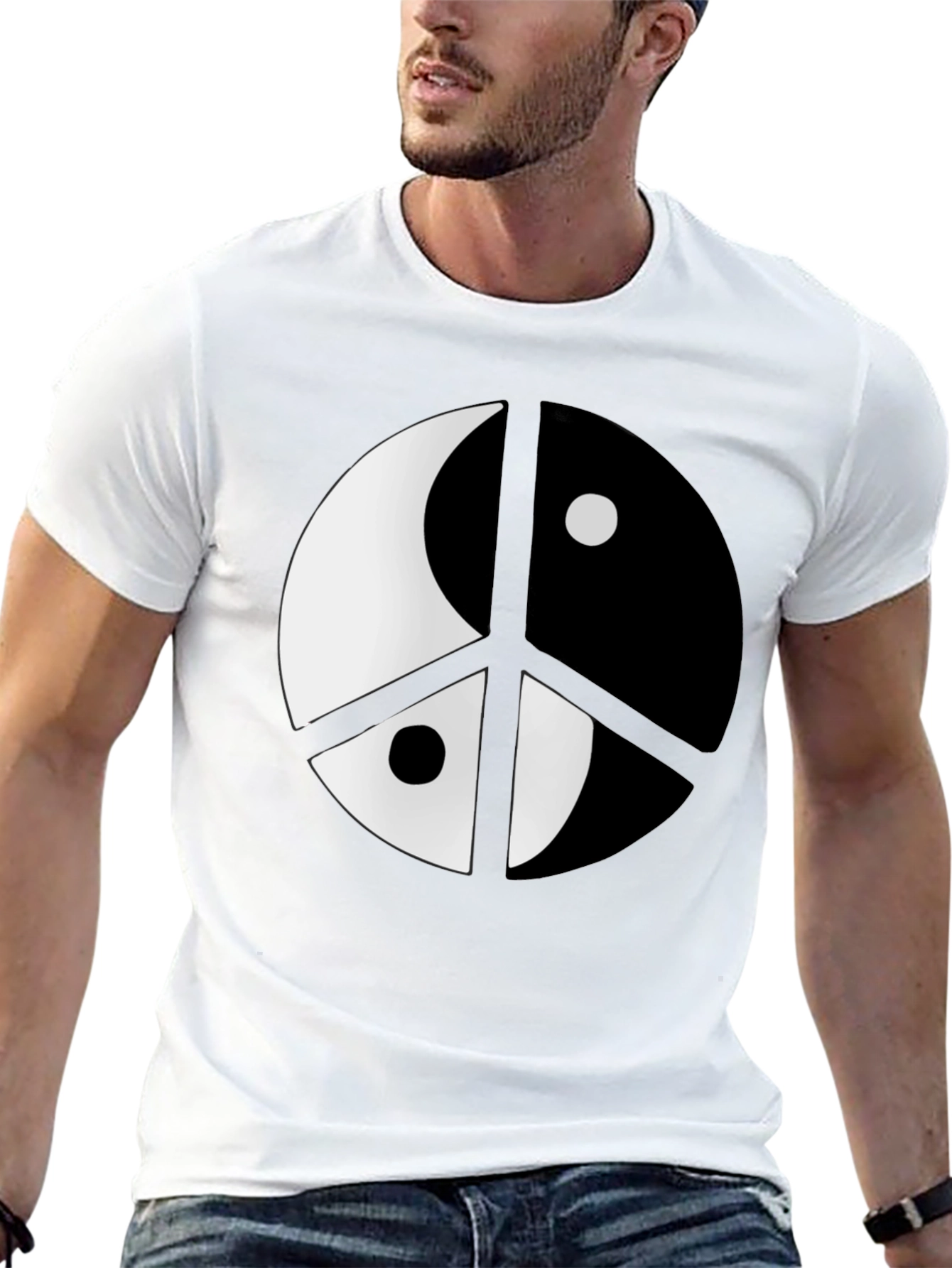 Yin Yang Peace Sign Black T-Shirt