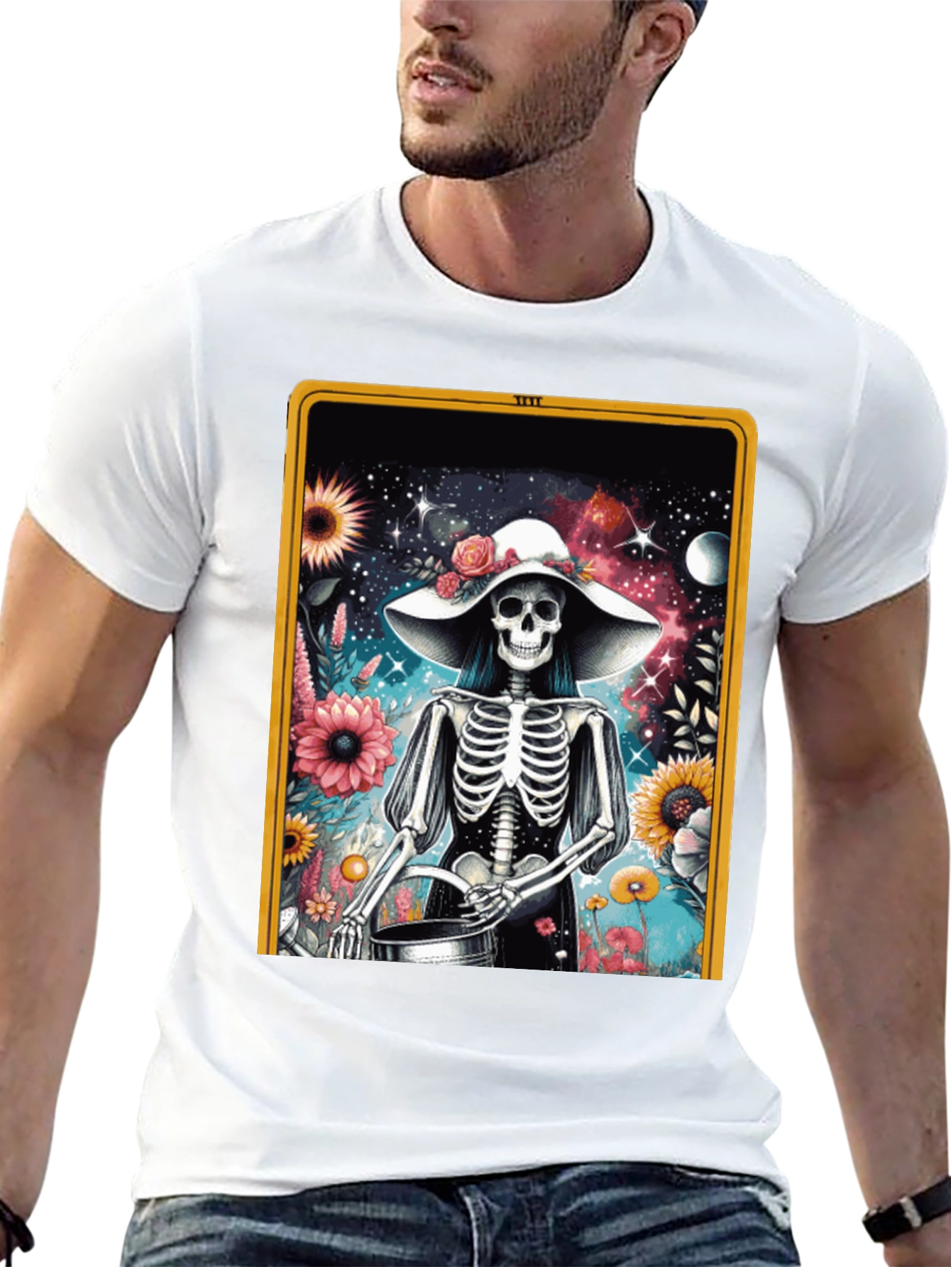 Floral Skeleton Tarot Card T-Shirt