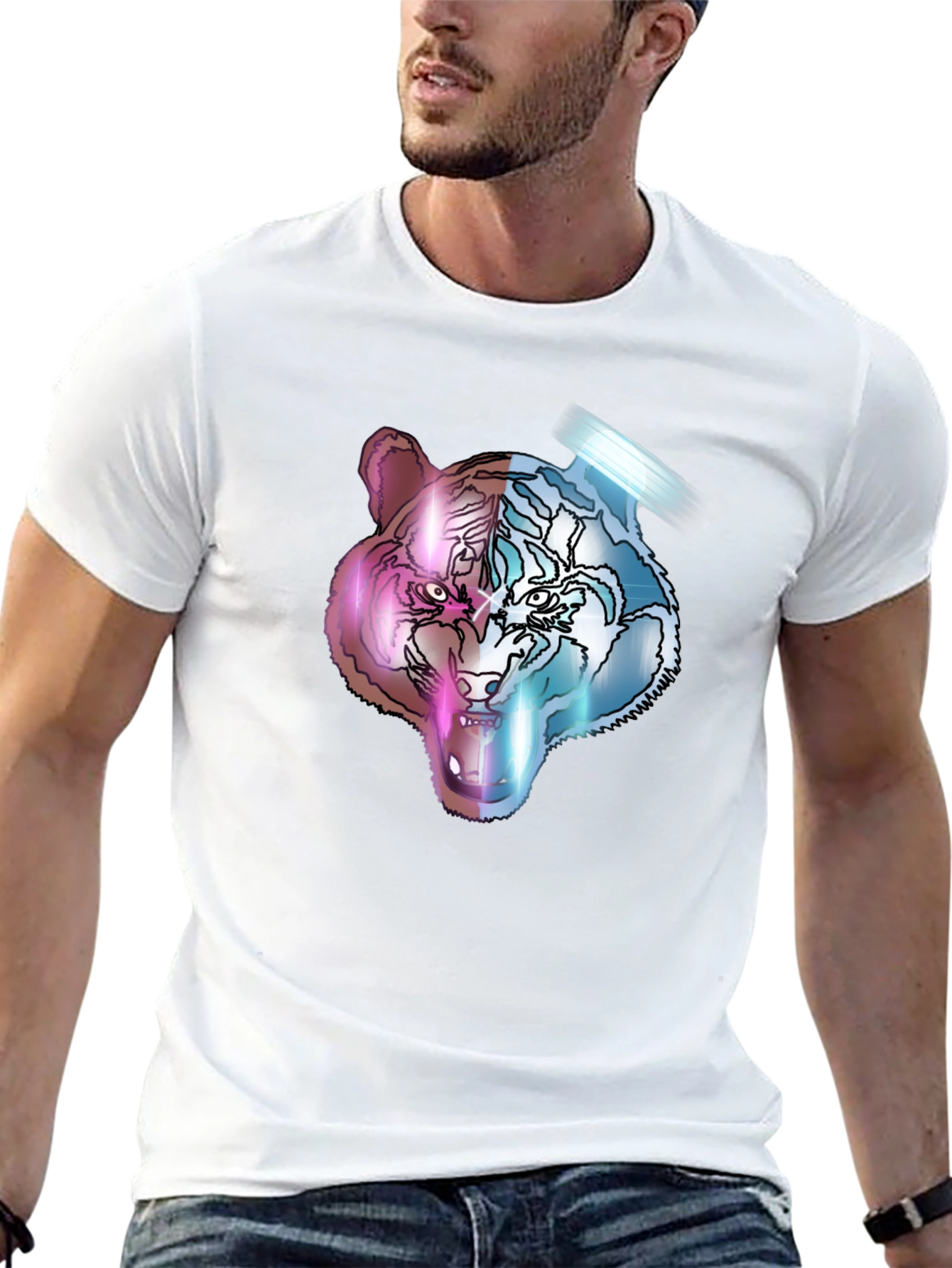 Neon Tiger Graphic Tee - Unisex Black T-Shirt