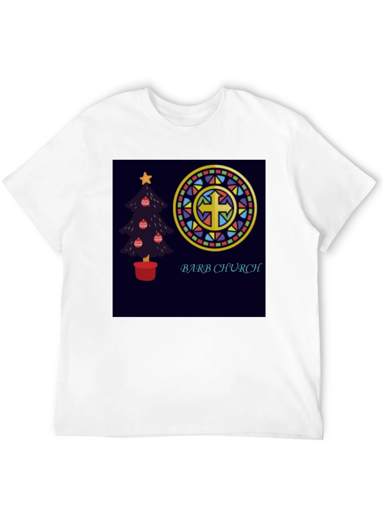 Barb Church Christmas Tree Stained Glass T-Shirt
