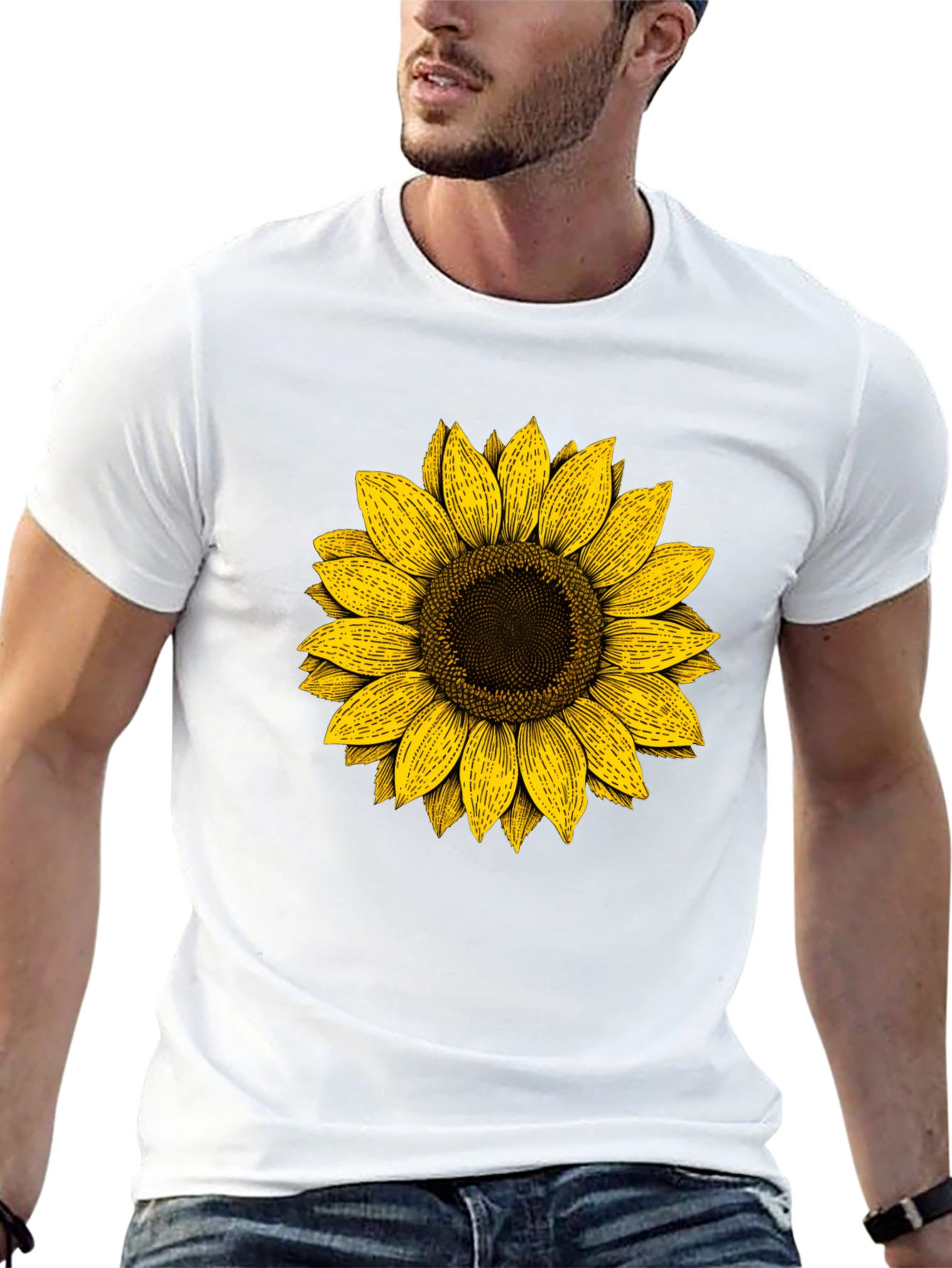 Sunflower Graphic Print Black T-Shirt