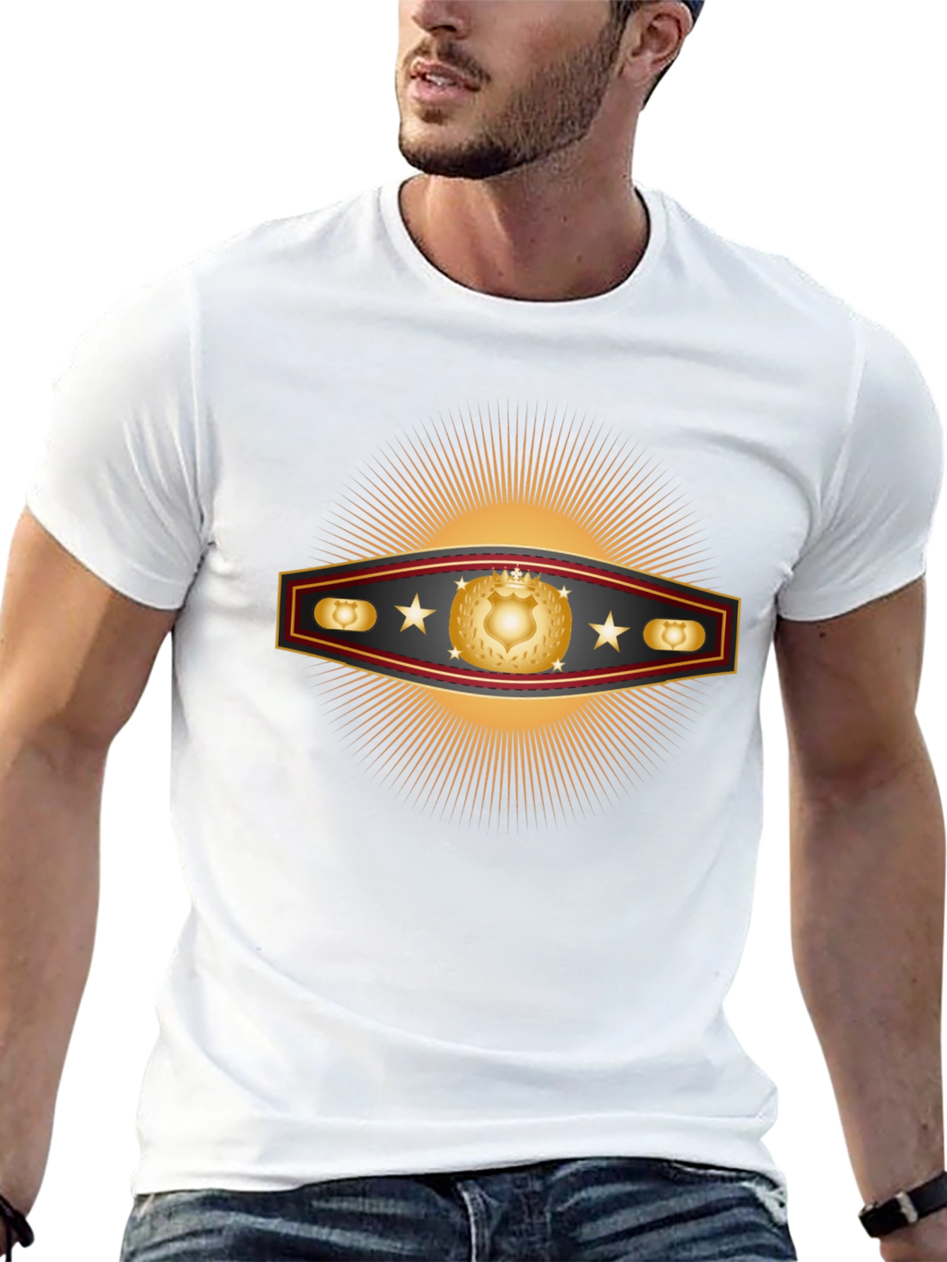 Golden Shield Starburst Graphic T-Shirt