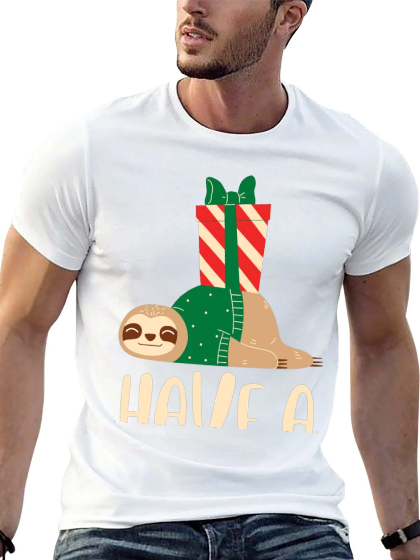 Holiday Sloth T-Shirt - Festive Relaxed Fit