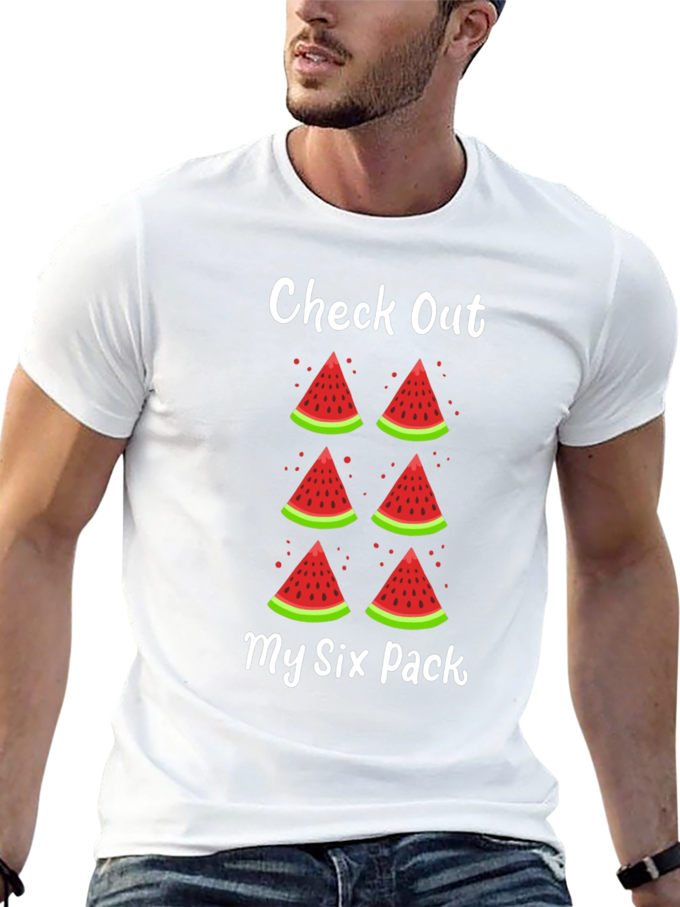 Funny Watermelon Six Pack Graphic T-Shirt
