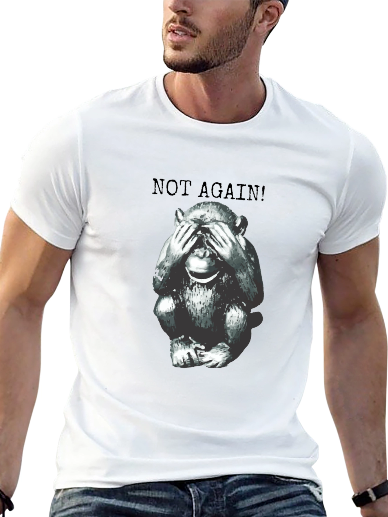 Funny Monkey Not Again! Graphic Tee - Unisex