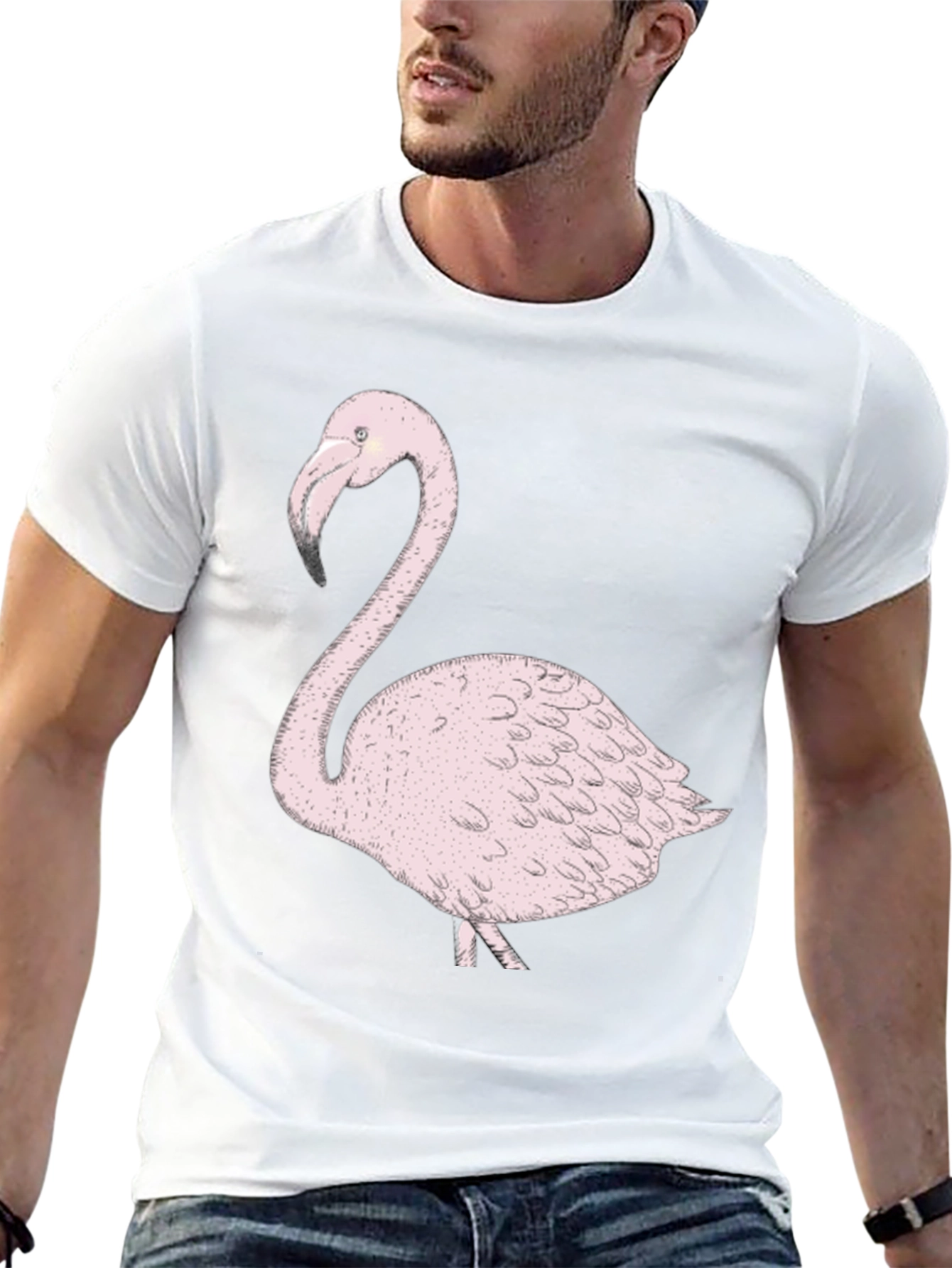 Flamingo Graphic Tee - Trendy Black T-Shirt
