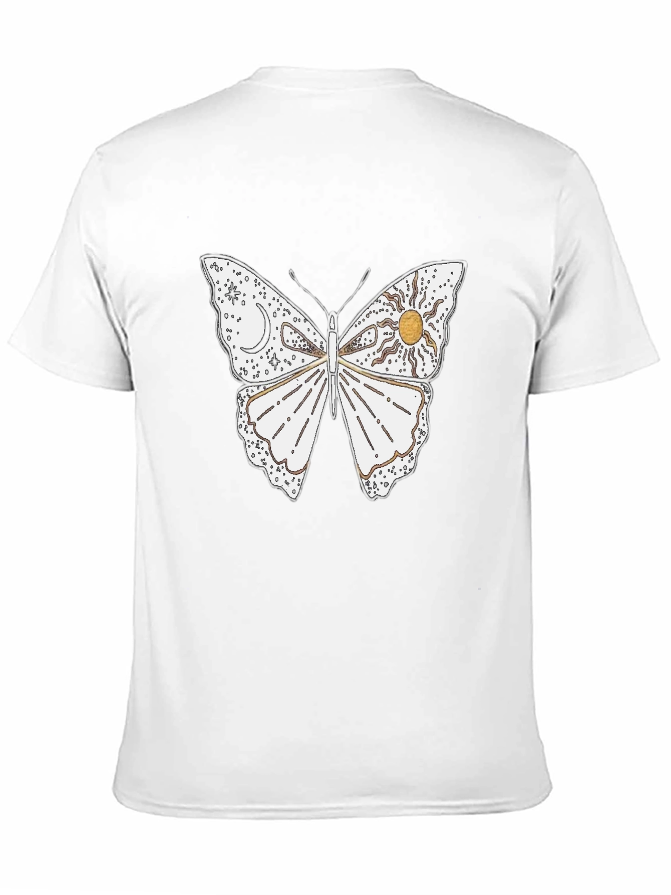 Celestial Butterfly Graphic T-Shirt - Black Cotton